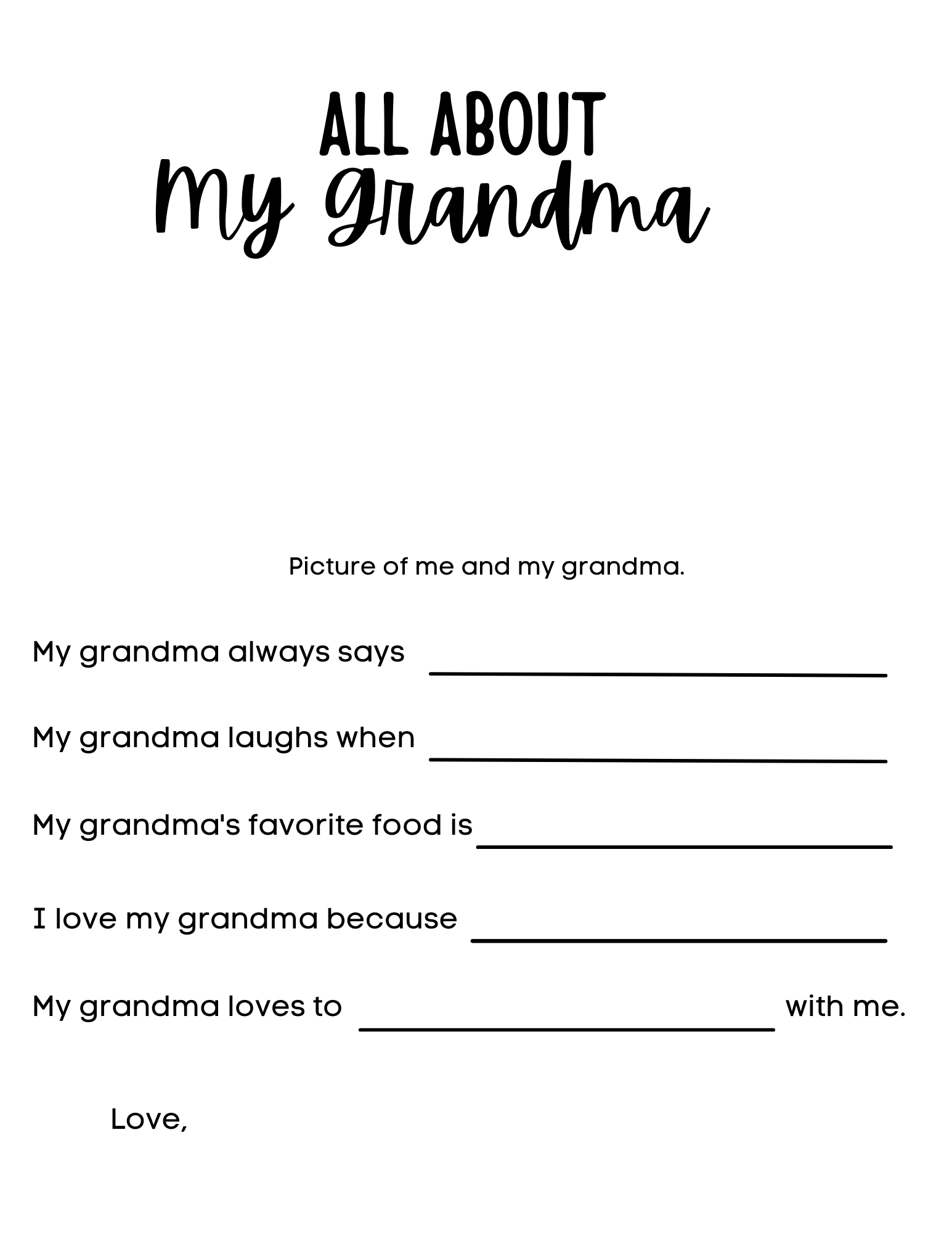 All About Grandma Free Printable - Printable Party Favors regarding Free Printable All About Grandma Printable