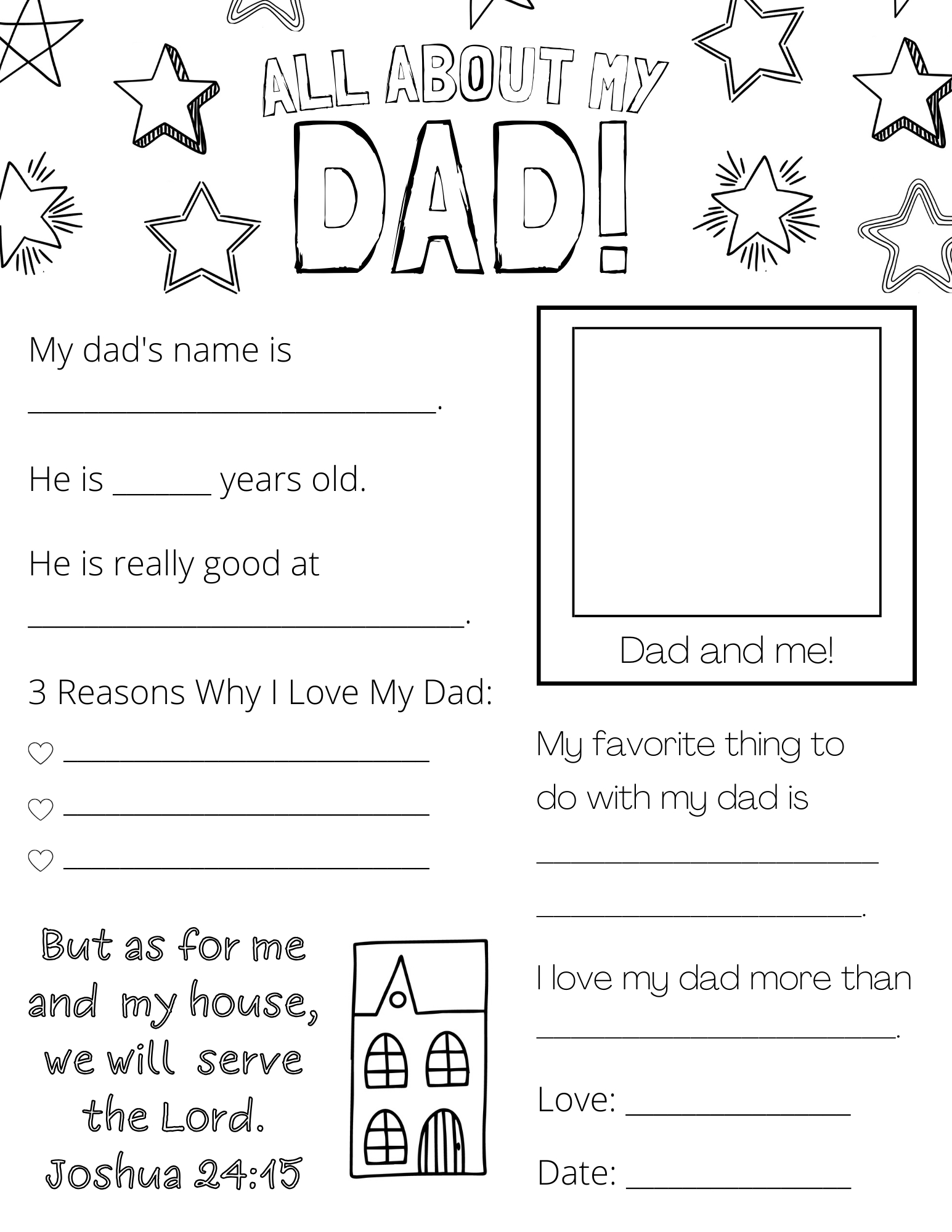 All About My Dad (Papa, Grandpa) Free Printable - Out Upon The Waters in Free All About My Dad Printable