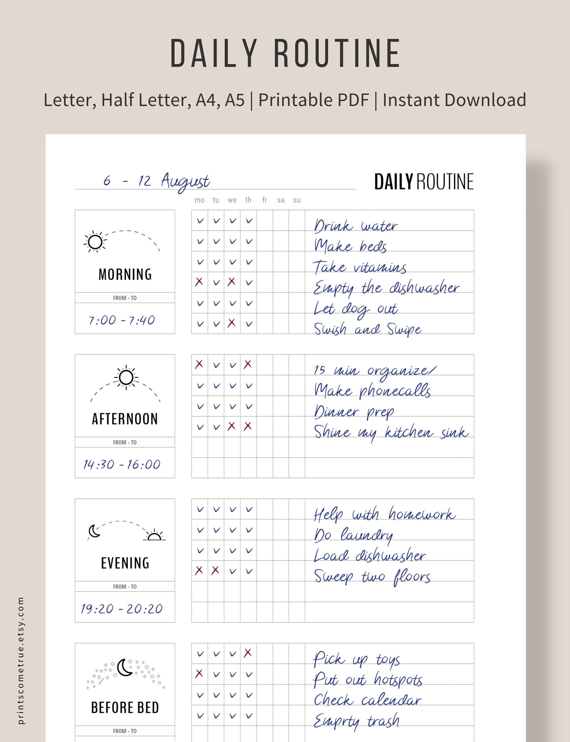 Alltagsplaner Printable, Flylady Morgen-Routine, Planer Vor Dem throughout Free Printable Flylady Daily Routine