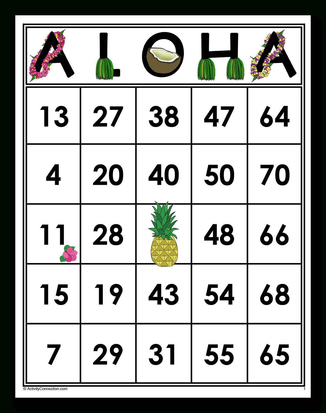 Aloha Bingo Cards (Printable) - Activity Connection with Hawaiian Bingo Printable Free