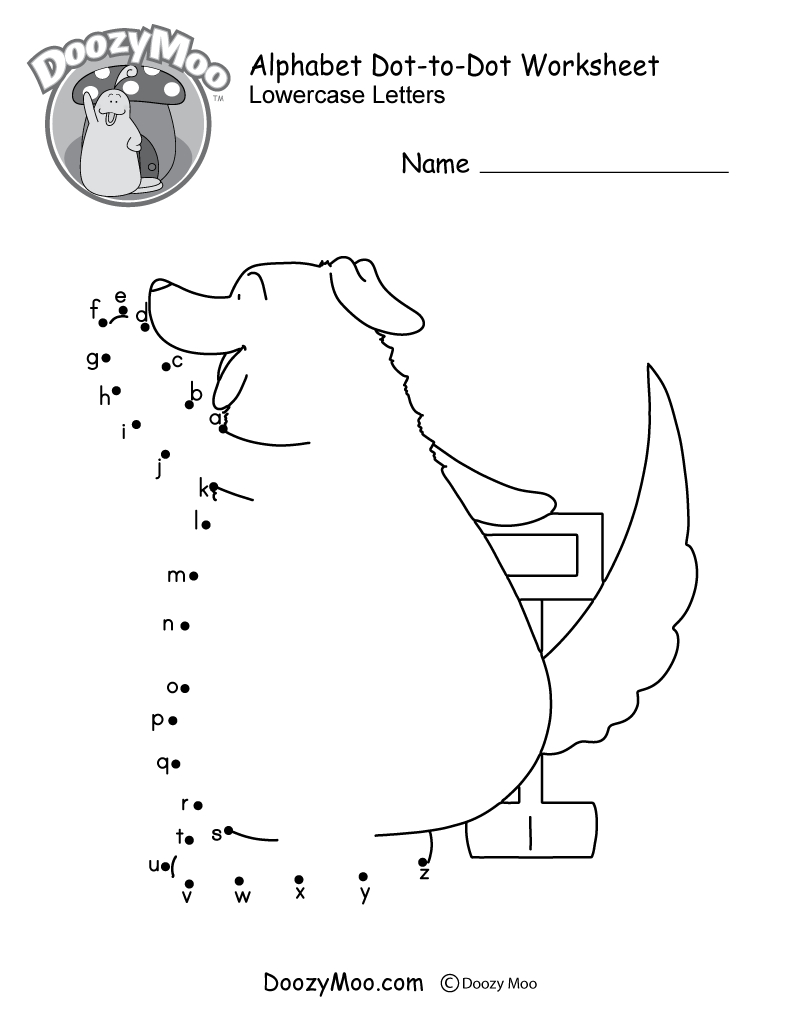 Alphabet Dot-To-Dot Worksheet (Free Printable) - Doozy Moo within Free Alphabet Dot to Dot Printables