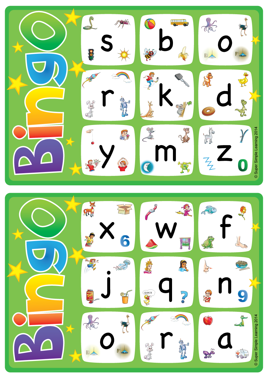 Alphabet/Vocabulary Bingo Game - Lowercase Letters A-Z - Super Simple inside Free Printable Alphabet Bingo Cards