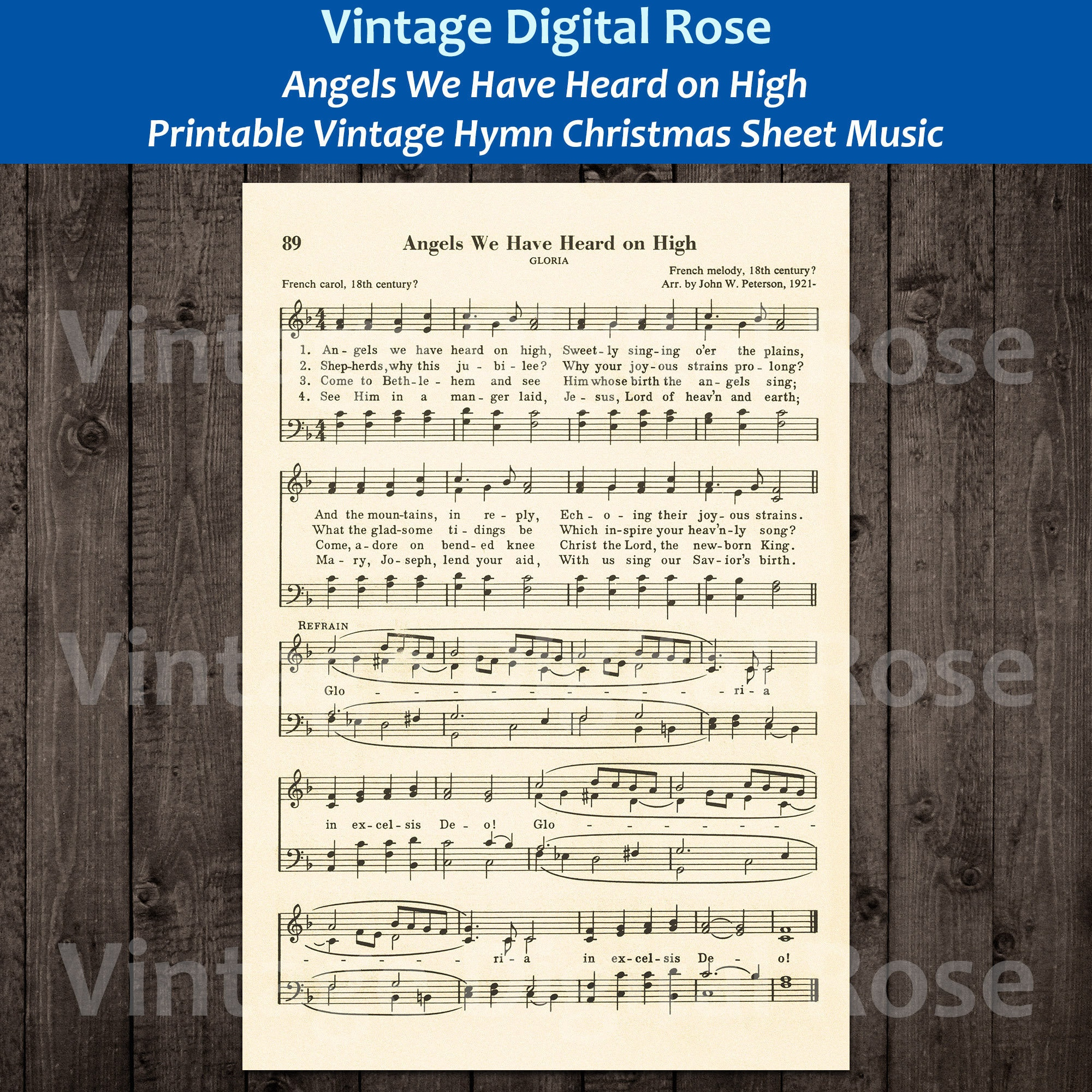 Angels We Have Heard On High Printable Vintage Christmas Hymn intended for Lyrics to Angels We Have Heard on High Printable