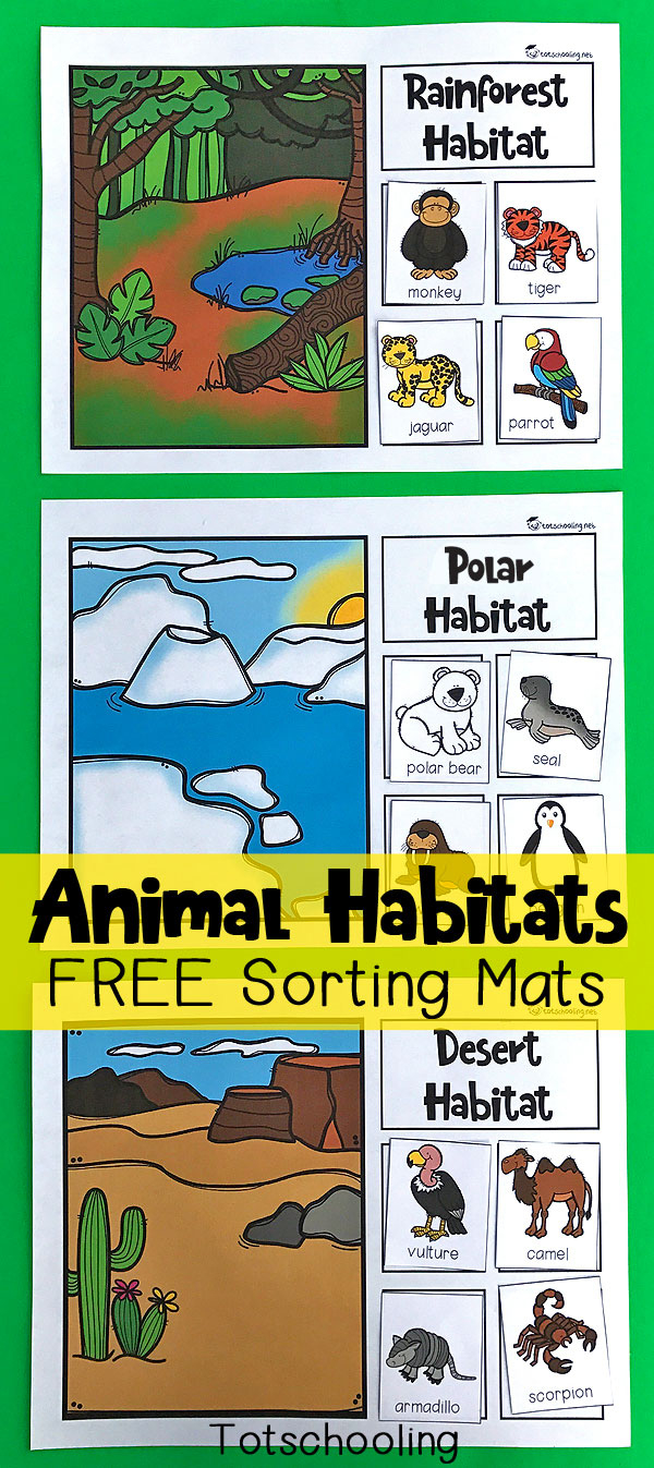 Animal Habitats Sorting Mats | Totschooling - Toddler, Preschool in Totschooling Net Free Printables
