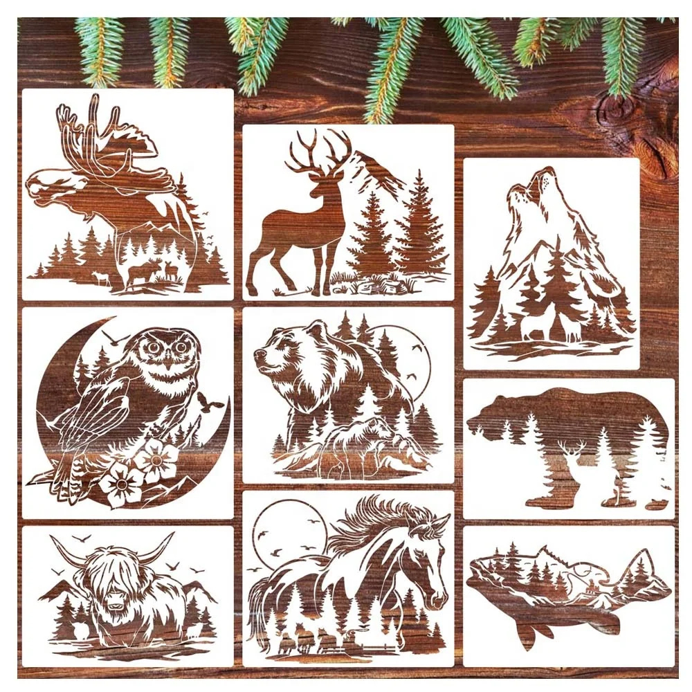 Animal Wood Burning Stencils For Painting Big Deer Stencils Horse Stencil Bear Wolf Moose Drawing Templates For Diy with regard to Beginner Free Printable Wildlife Wood Burning Patterns