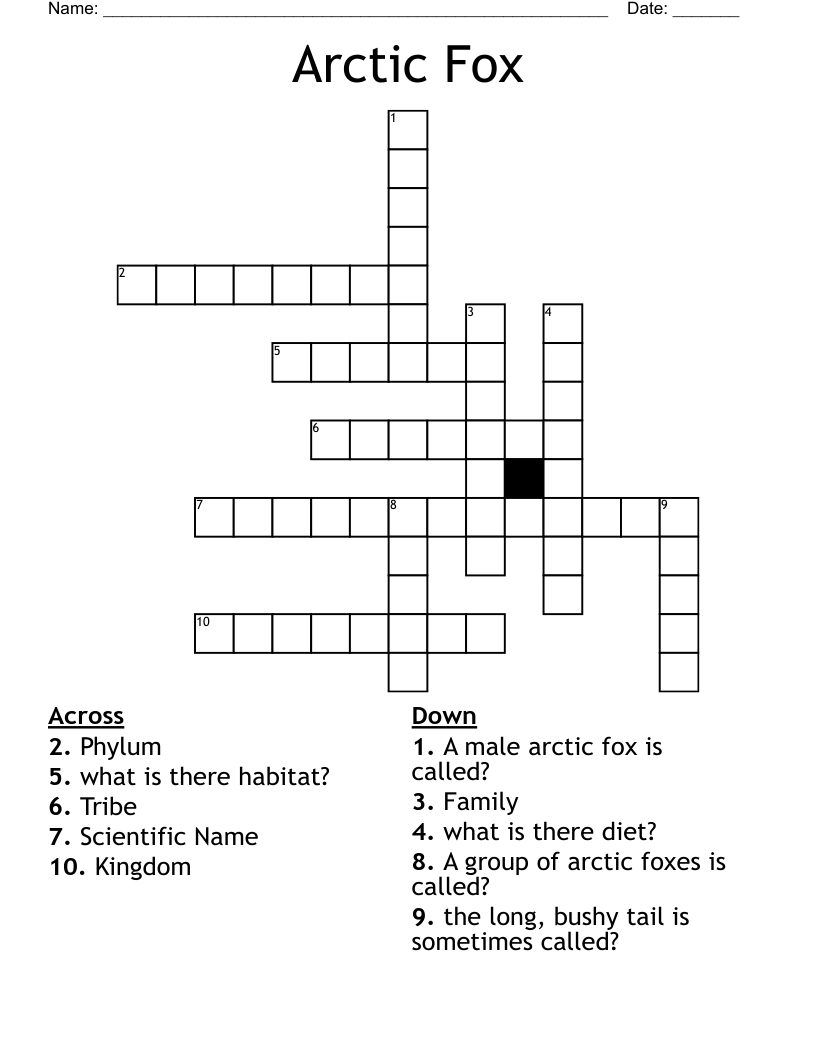 Arctic Fox Crossword - Wordmint within Fox Crossword Puzzle Today Printable Free