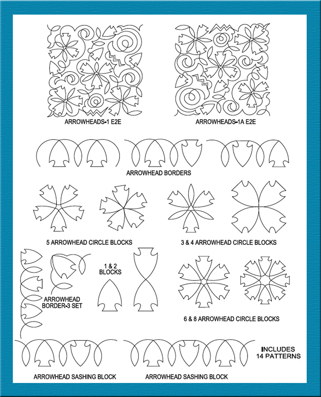 Arrowhead Package Set - Digital Longarm Quilting Pantograph Design throughout Free Printable Pantographs For Longarm Quilting