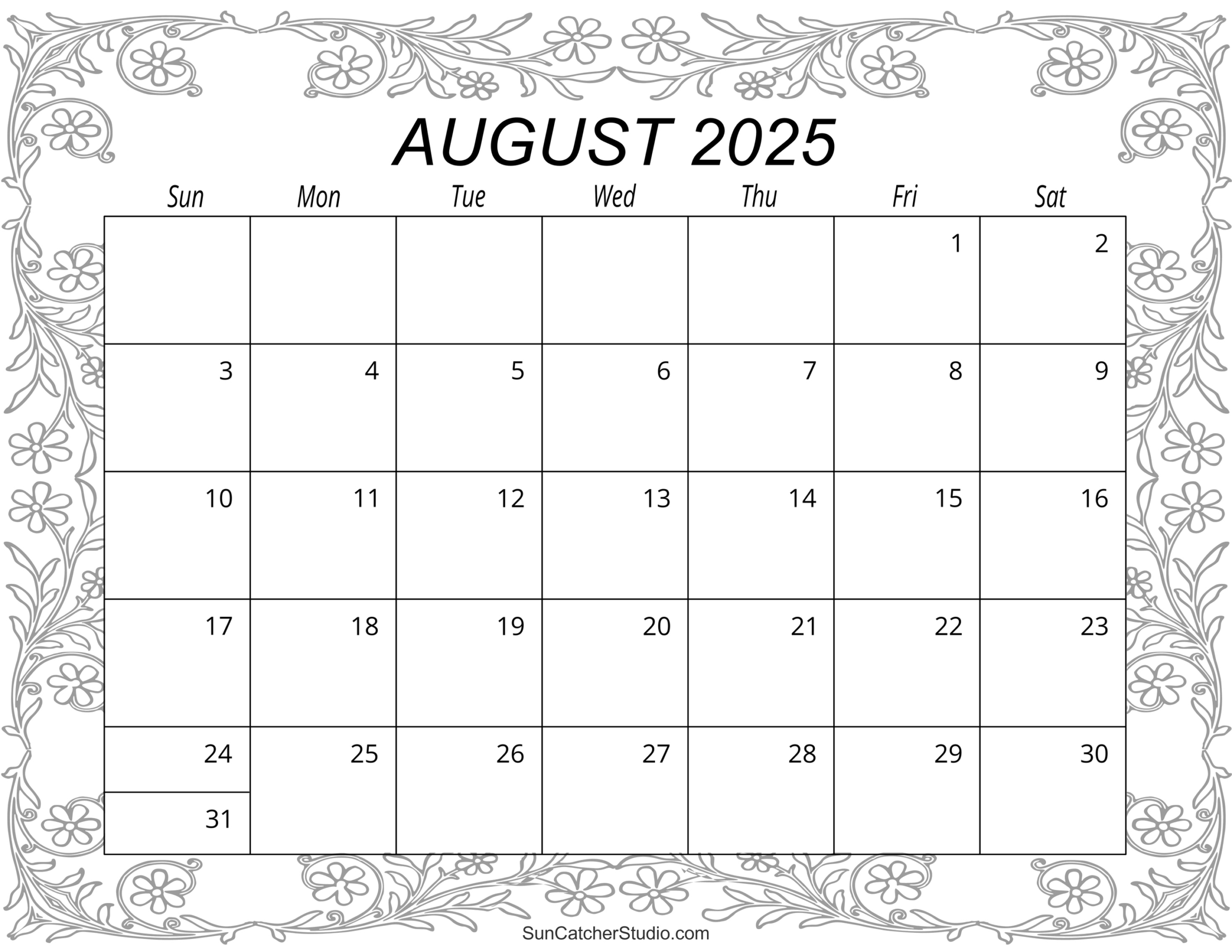 August 2025 Calendar (Free Printable) – Free Printables, Monograms with Free Printable August 2025