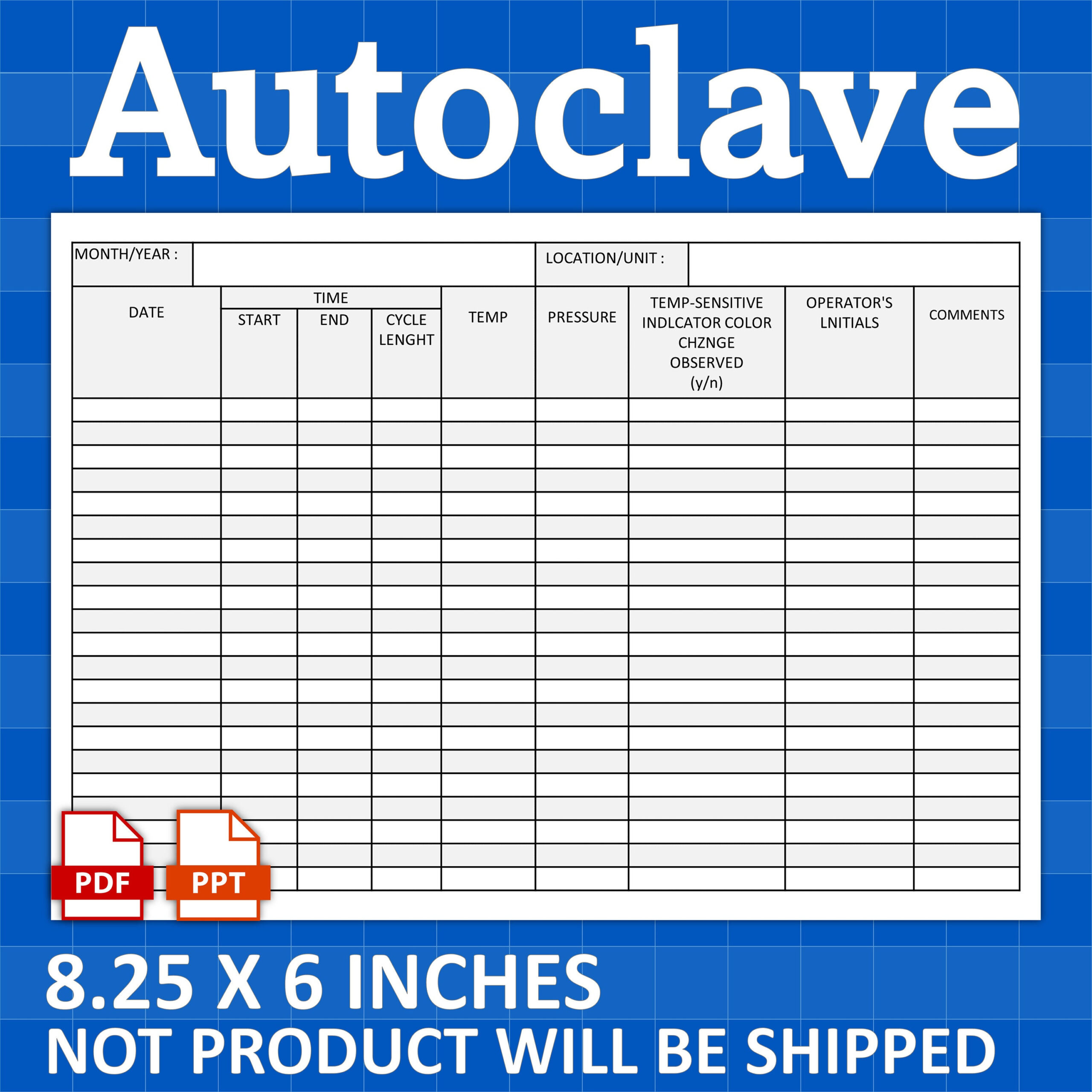 Autoclave Log Printable, Sterilization Log Printable, Autoclave intended for Free Printable Monthly Autoclave Maintenance Autoclave Cleaning Log Template