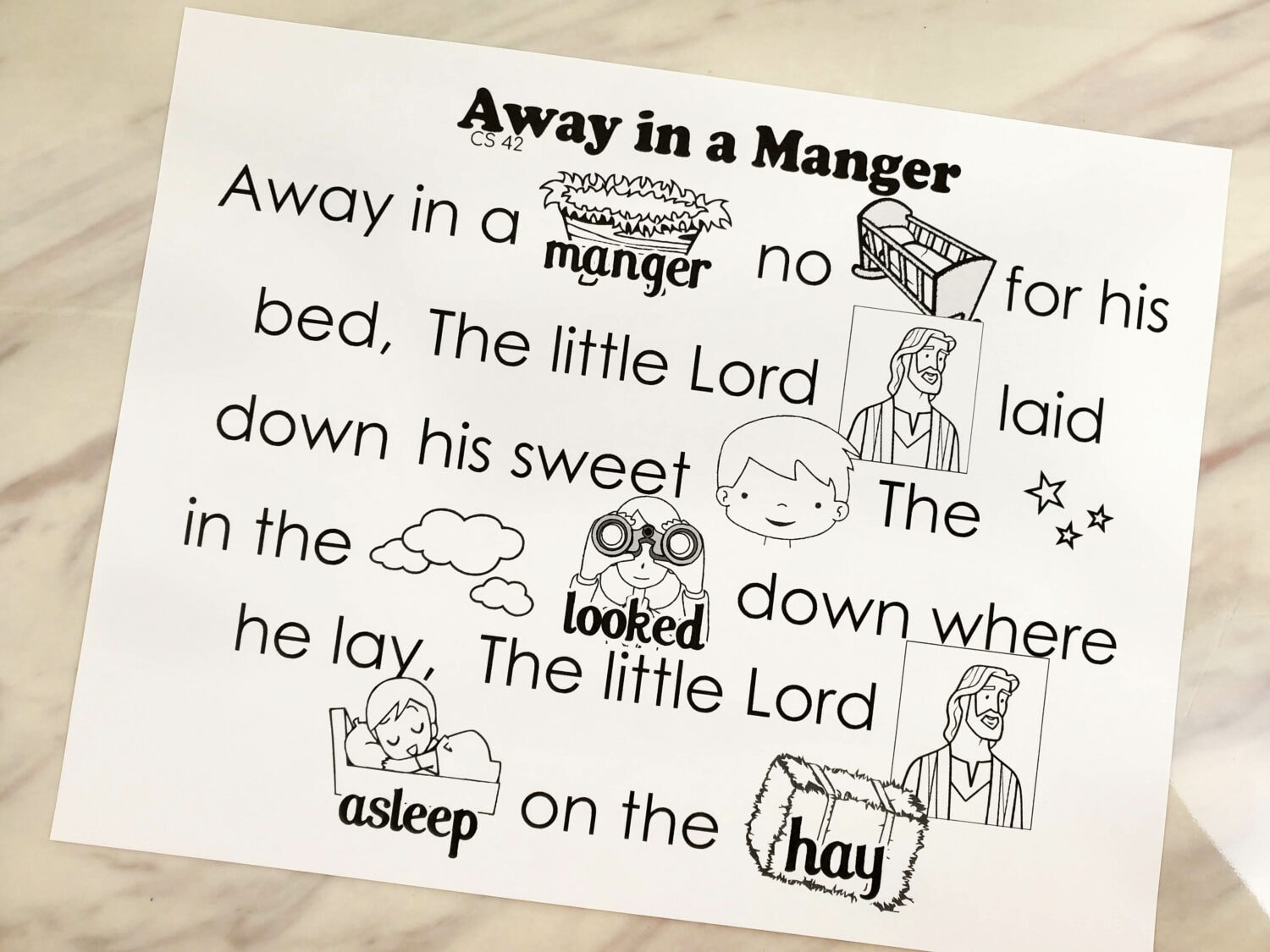 Away In A Manger Flip Chart &amp;amp; Lyrics - Primary Singing in Away In A Manger Lyrics Printable