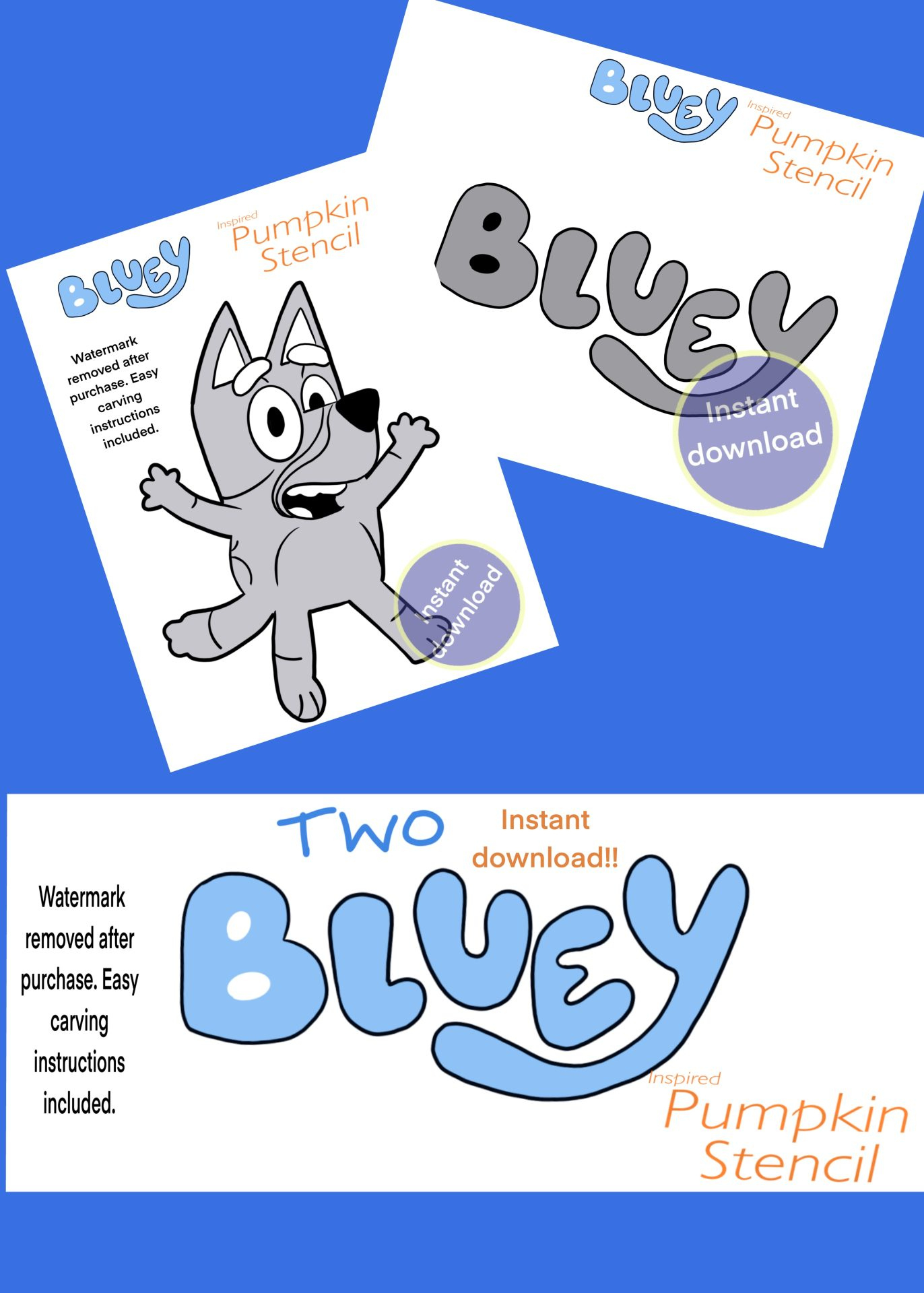 B - Highlights Along The Way B in Bluey Pumpkin Stencil Printable Free