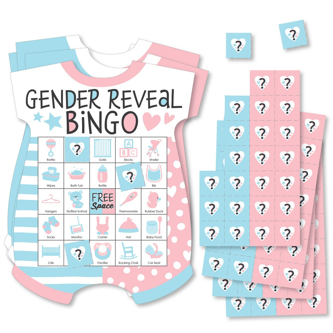 Baby Gender Reveal - Picture Bingo Cards And Markers - Team Boy Or intended for Baby Bingo Game Card