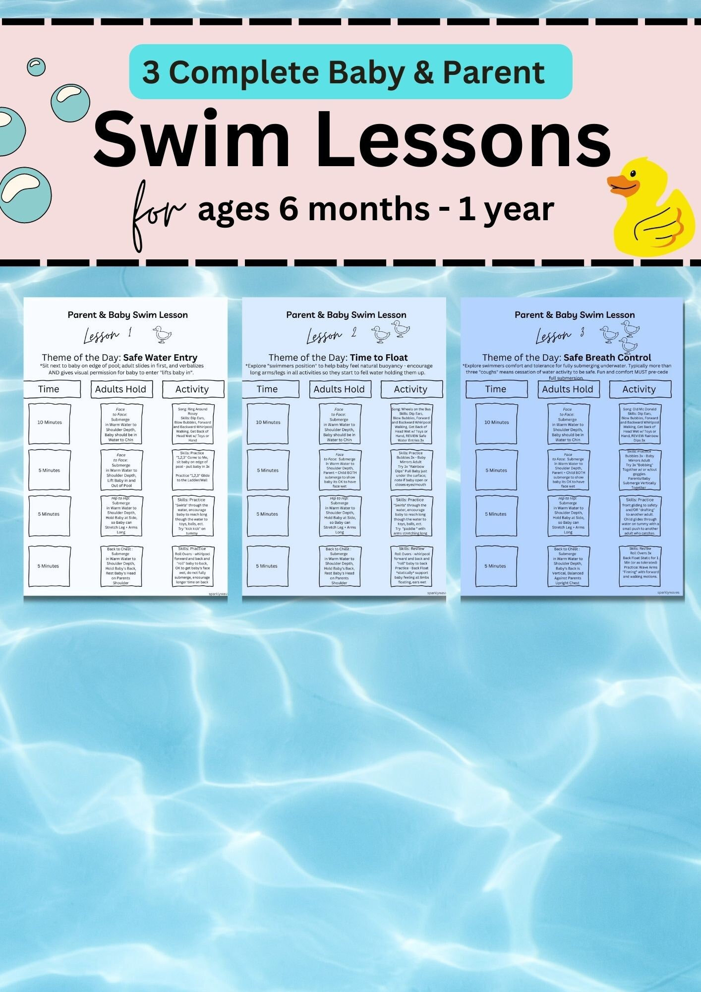 Baby Swim Lesson Printable, Digital Print Swimming Lessons For with Printable Swimming Lesson Plan Template