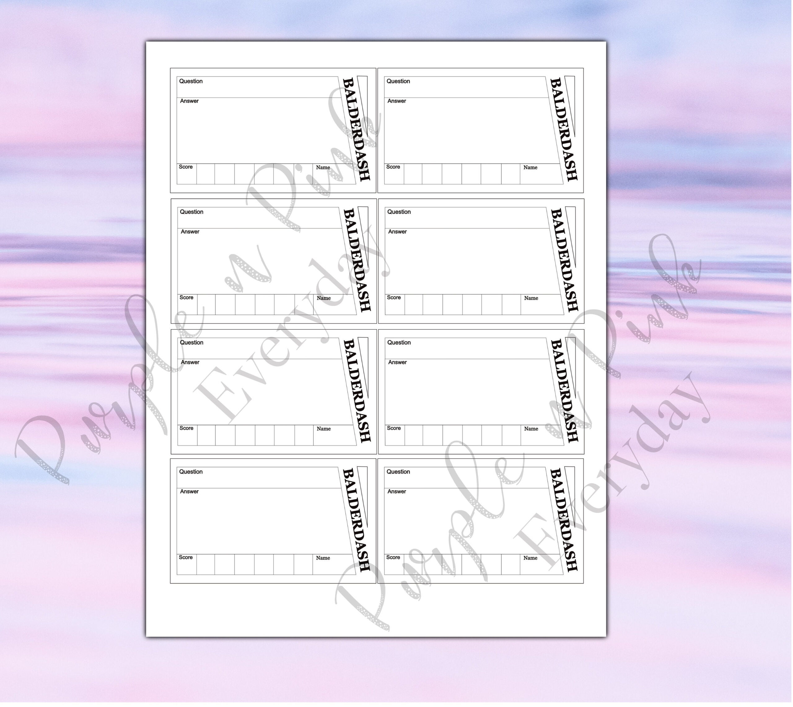 Balderdash Score Cards | Printable - Etsy Canada intended for Free Printable Balderdash Sheets