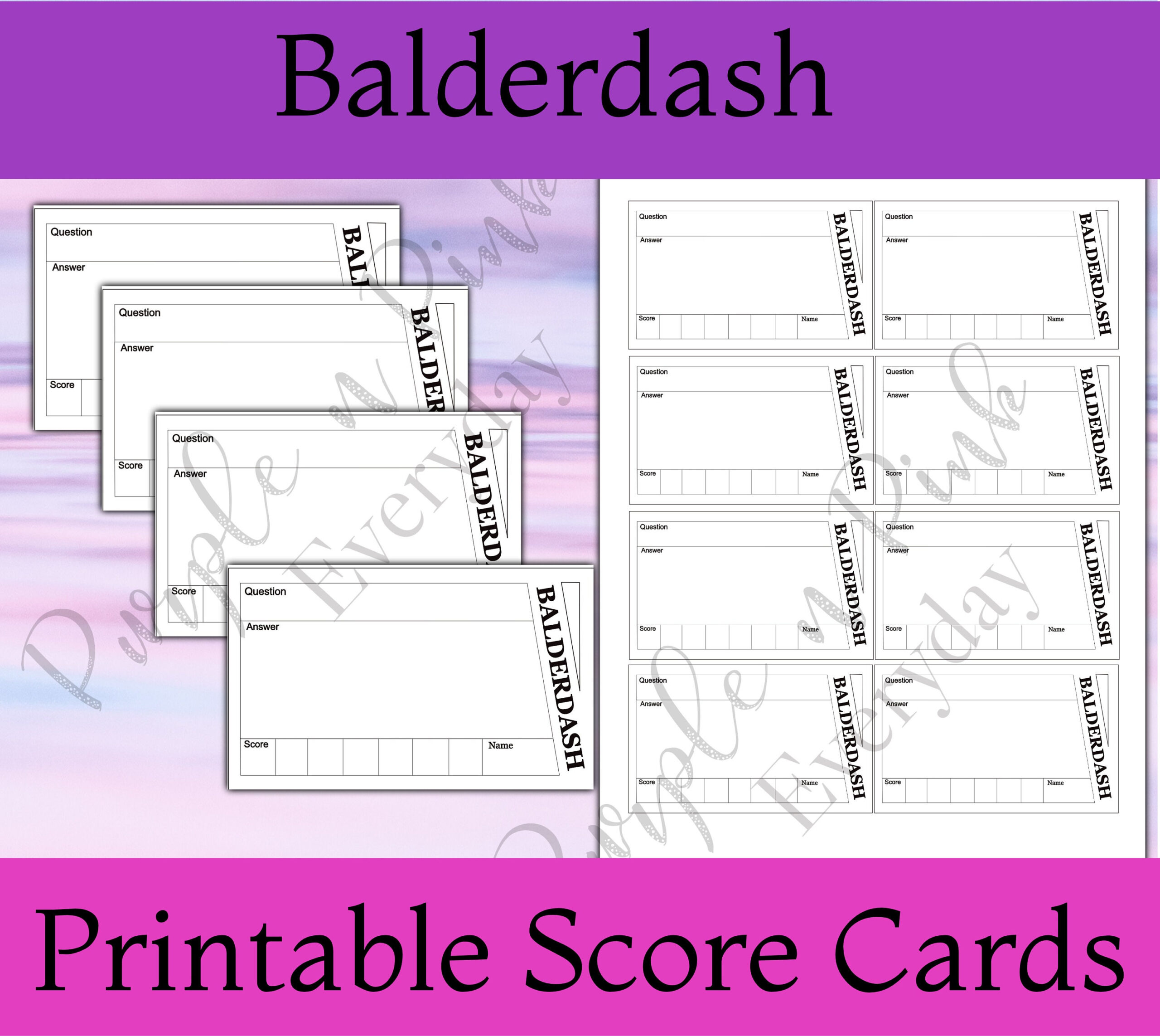 Balderdash Score Cards | Printable - Etsy Canada intended for Free Printable Balderdash Sheets