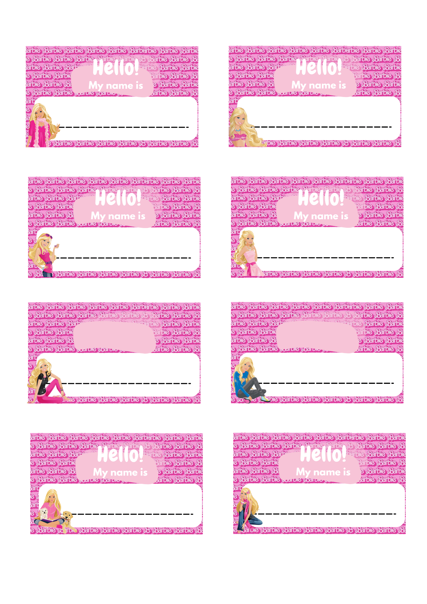 Barbie Theme Name Tag & Notebook Labelreginemorales - Raket.ph intended for Barbie Name Tag Template Printable