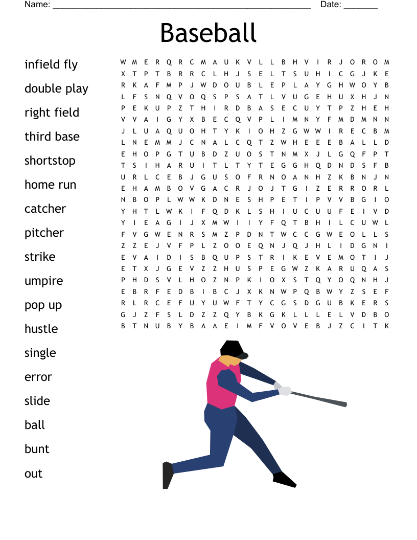 Baseball Word Search - Wordmint in Baseball Word Search Printable