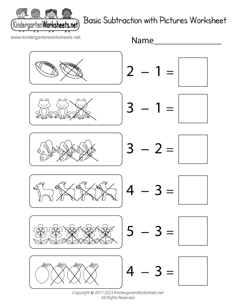 Basic Subtraction With Pictures Worksheet - Free Printable intended for Basic Subtraction With Pictures Worksheet