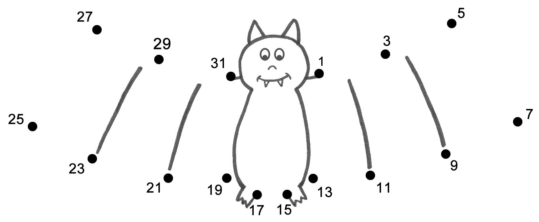 Bat - Connect The Dots, Count2&amp;#039;S, Starting At 1 (Halloween) inside Printable Medium Halloween Dot to Dot