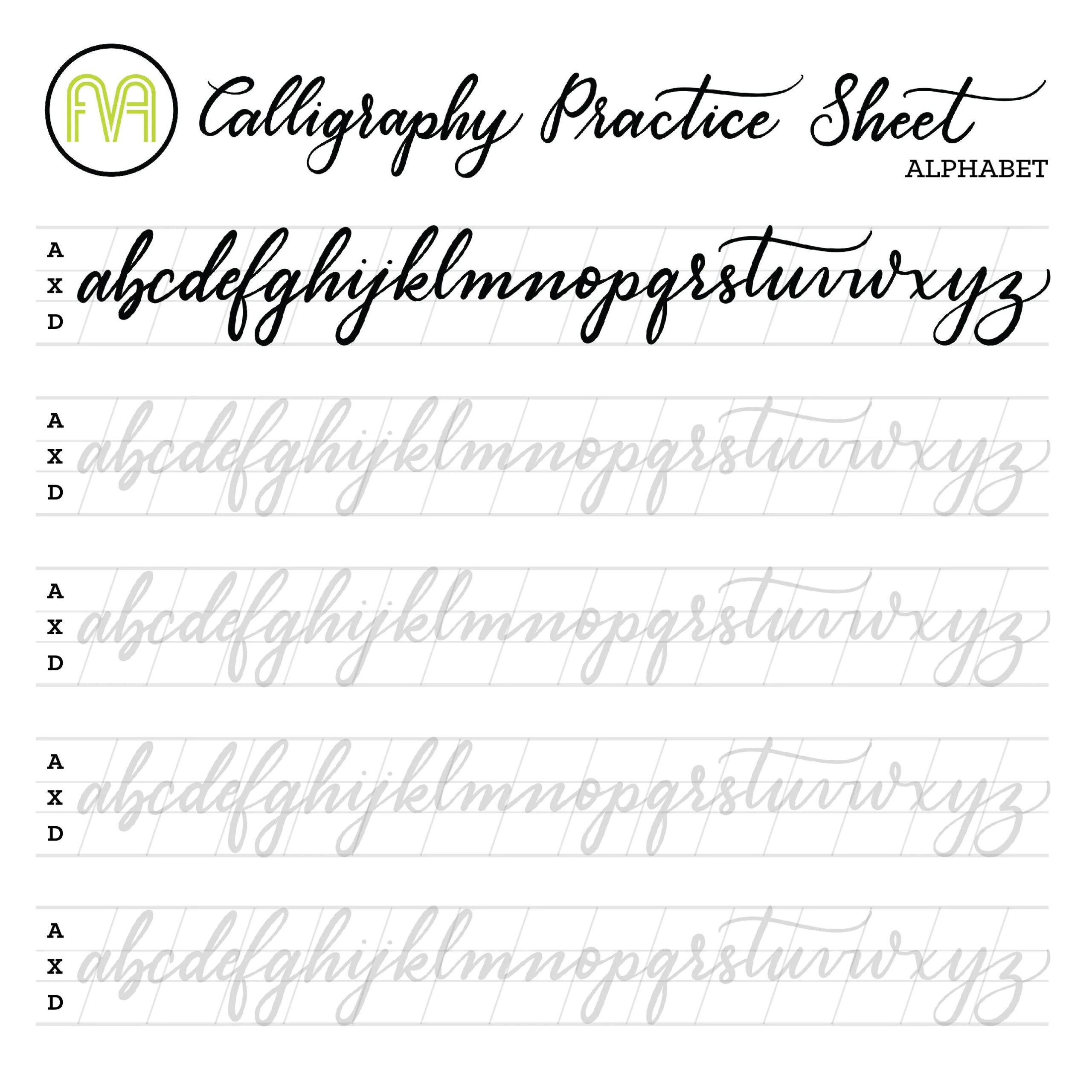 Beginner Printable Calligraphy Practice Sheets - Printable Party inside Free Printable Calligraphy Practice Sheets