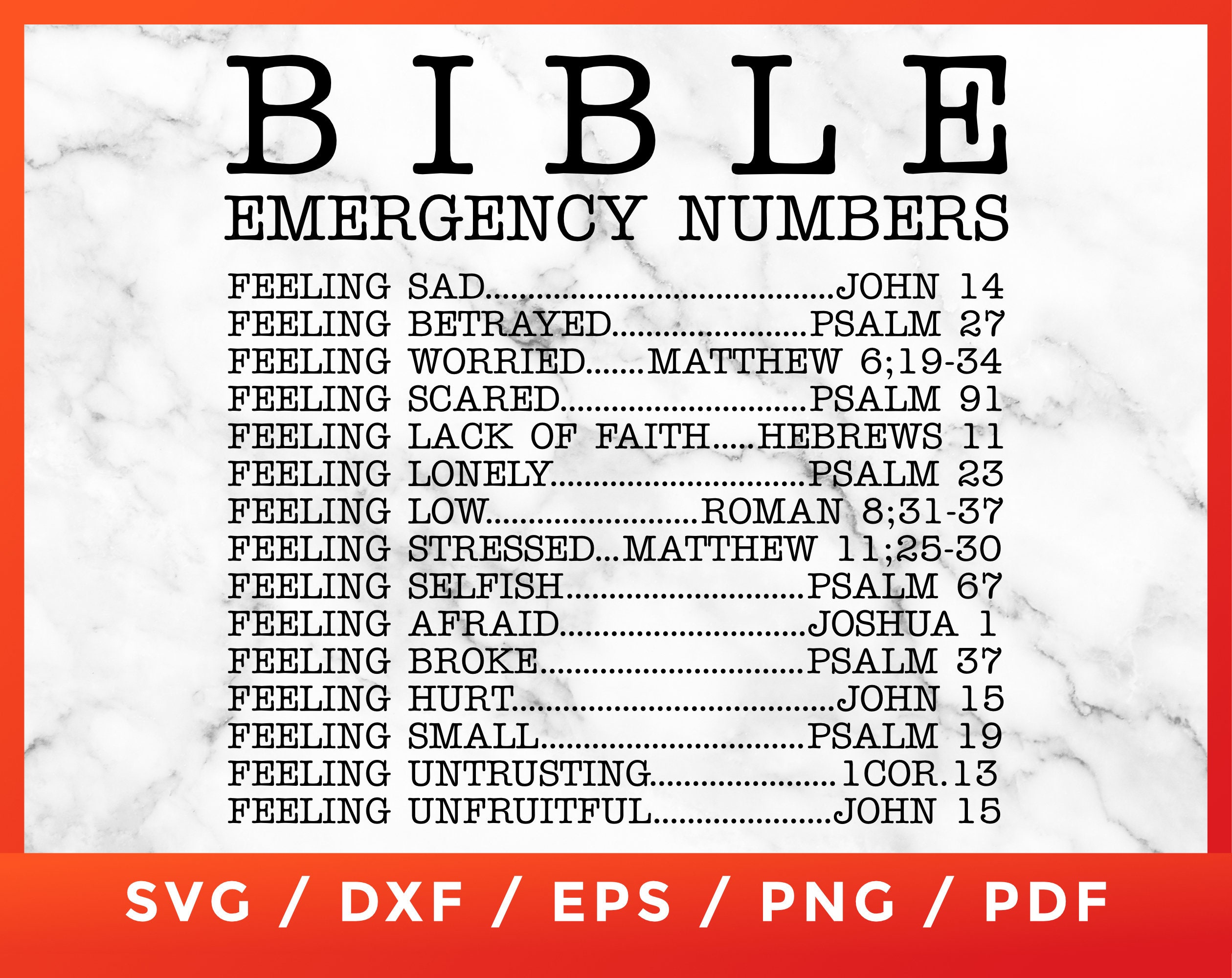 Bible Emergency Numbers Svg, Bible Emergency Hotline, Jesus in Bible Emergency Numbers Printable