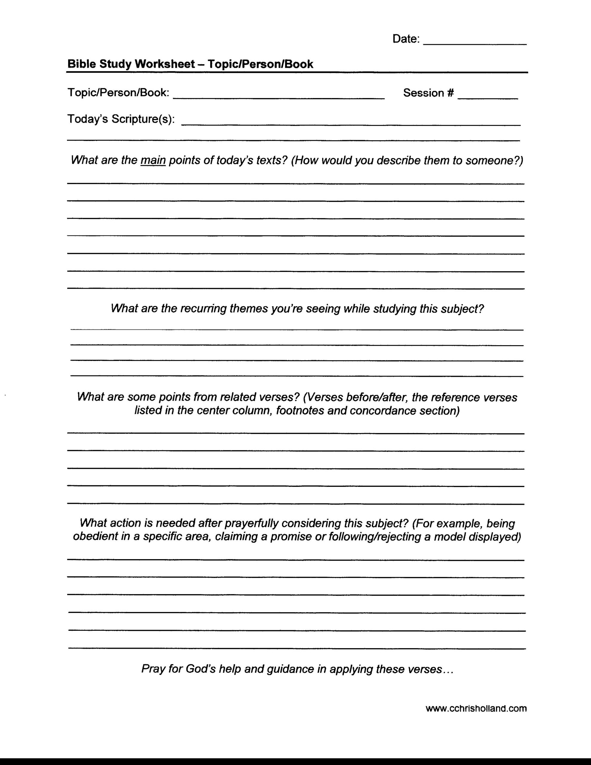 Bible Study Worksheets | Cchrisholland throughout Free Printable Bible Study Worksheets For Adults