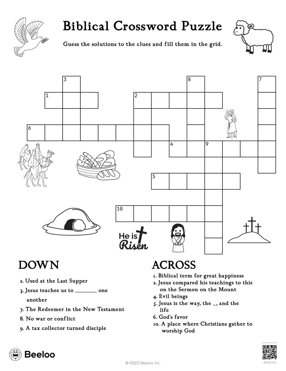 Biblical Crossword Puzzle • Beeloo Printable Crafts And Activities intended for Free Printable Biblical Crossword Puzzles