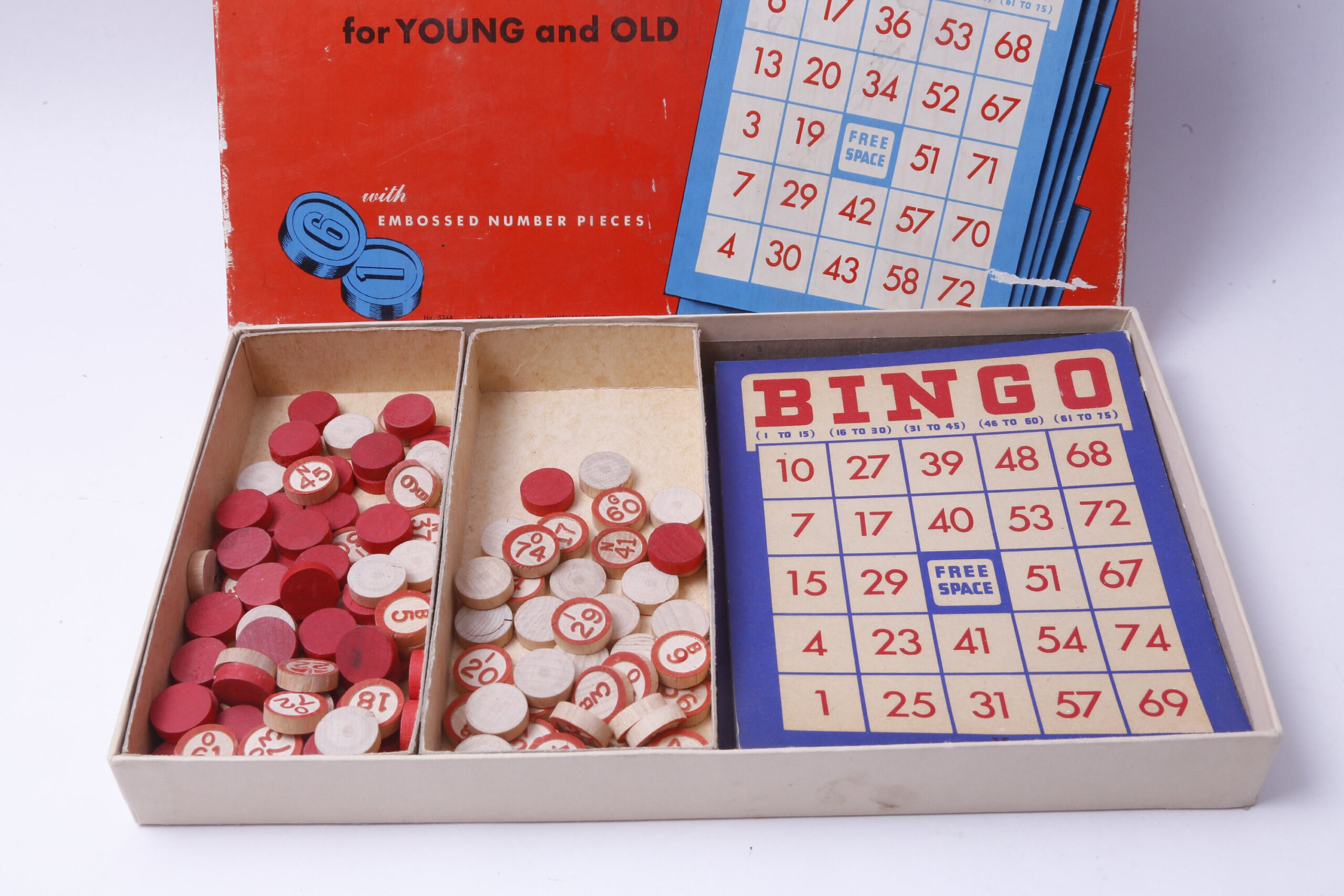 Bingo, Board Game, Embossed Number Pieces, Wooden Pieces, Cards for Bingo Cards For Sale