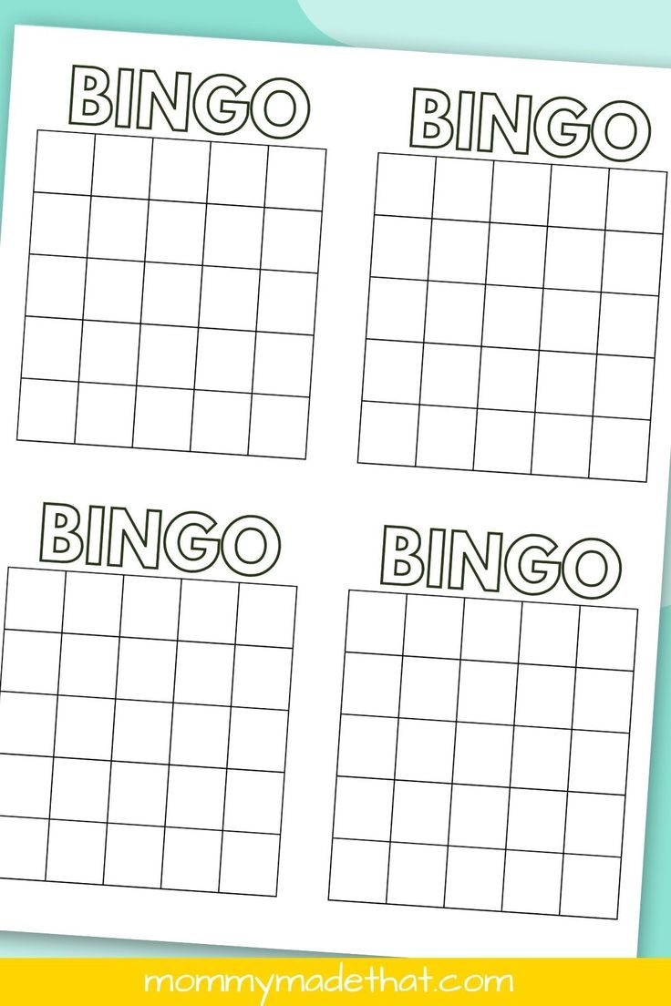 Bingo Card Templates (Free Printables!) in Blank Bingo Card 4X4