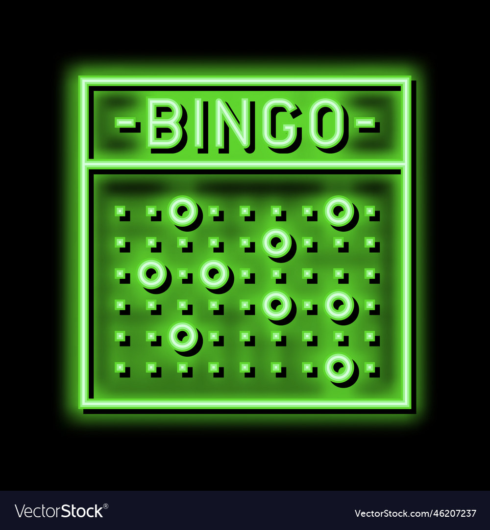 Bingo Game Neon Glow Icon Royalty Free Vector Image with Glow in the Dark Bingo Cards