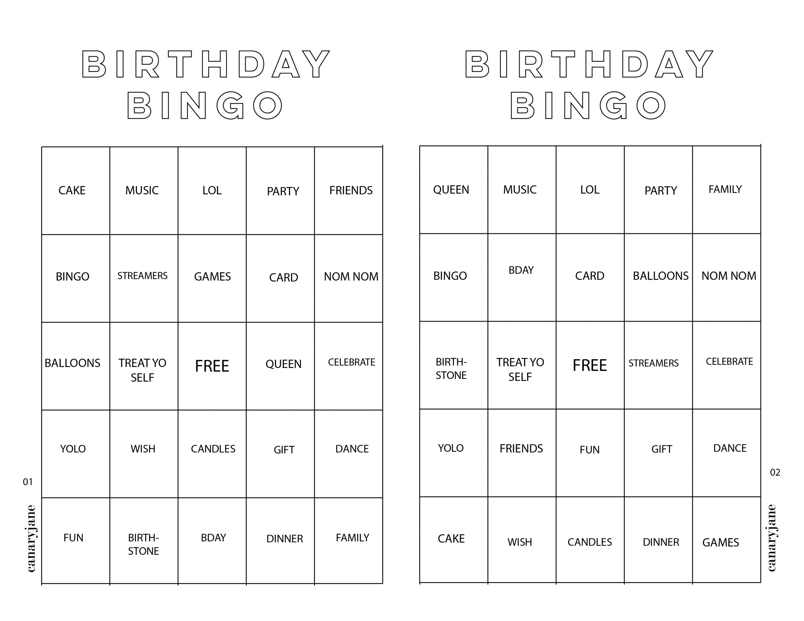 Birthday Bingo Free Printable – Canary Jane intended for Free Printable Birthday Bingo Cards For Adults