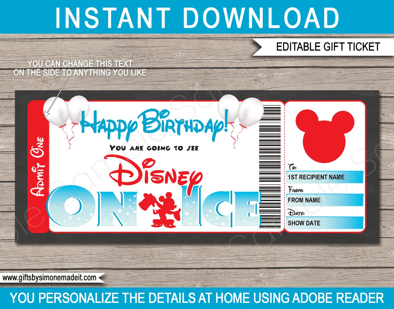 Birthday Disney On Ice Gift Ticket within Free Printable Disney On Ice Ticket Template
