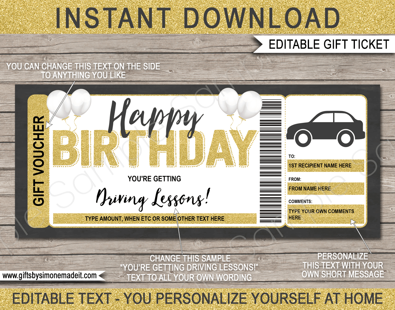 Birthday Driving Lessons Gift Voucher Template pertaining to Free Printable Driving Lesson Voucher Template