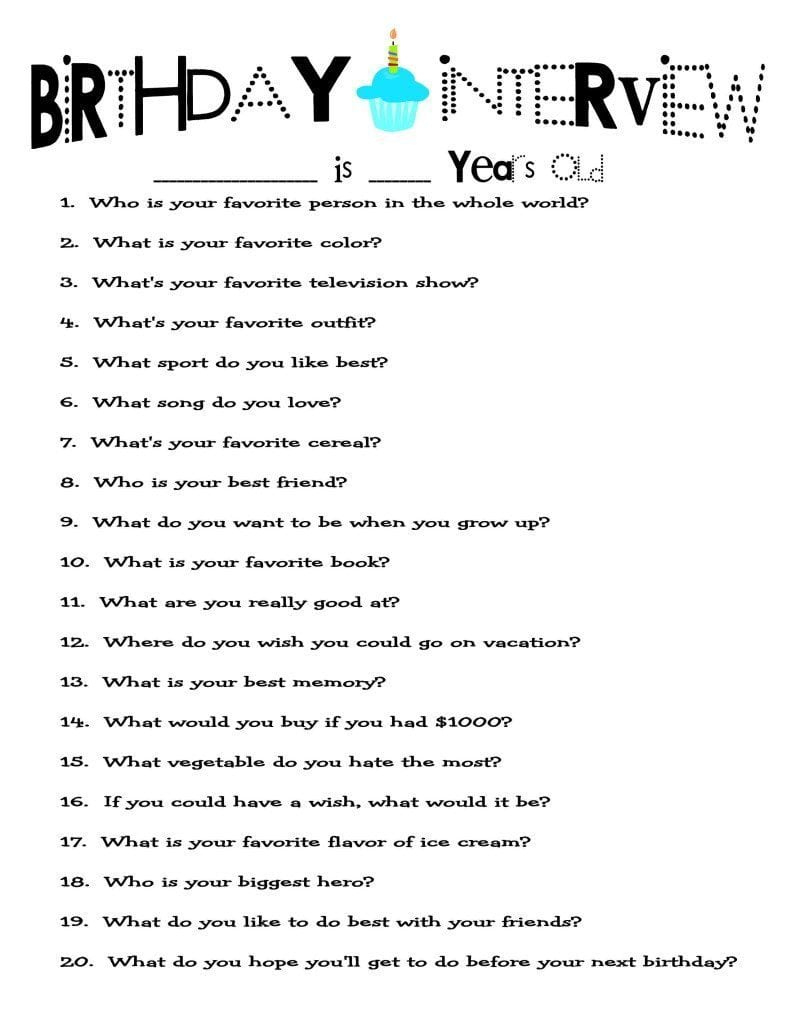 Birthdays - Layers Of Learning inside Free Printable Birthday Interview Printable