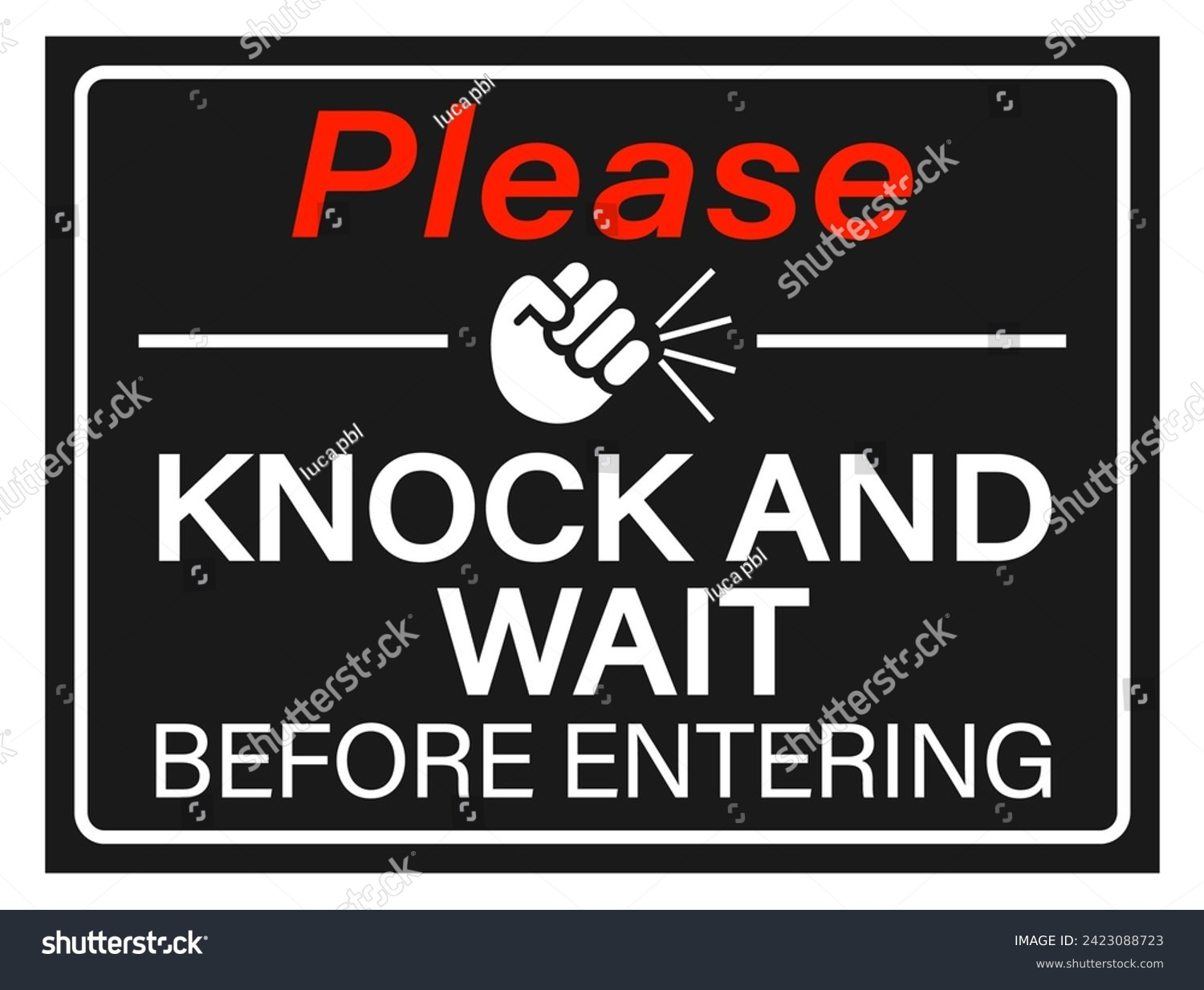 Bitte Klopfen Sie Und Warten Sie,: Stock-Vektorgrafik (Lizenzfrei pertaining to Free Printable Please Knock Before Entering Printable Sign