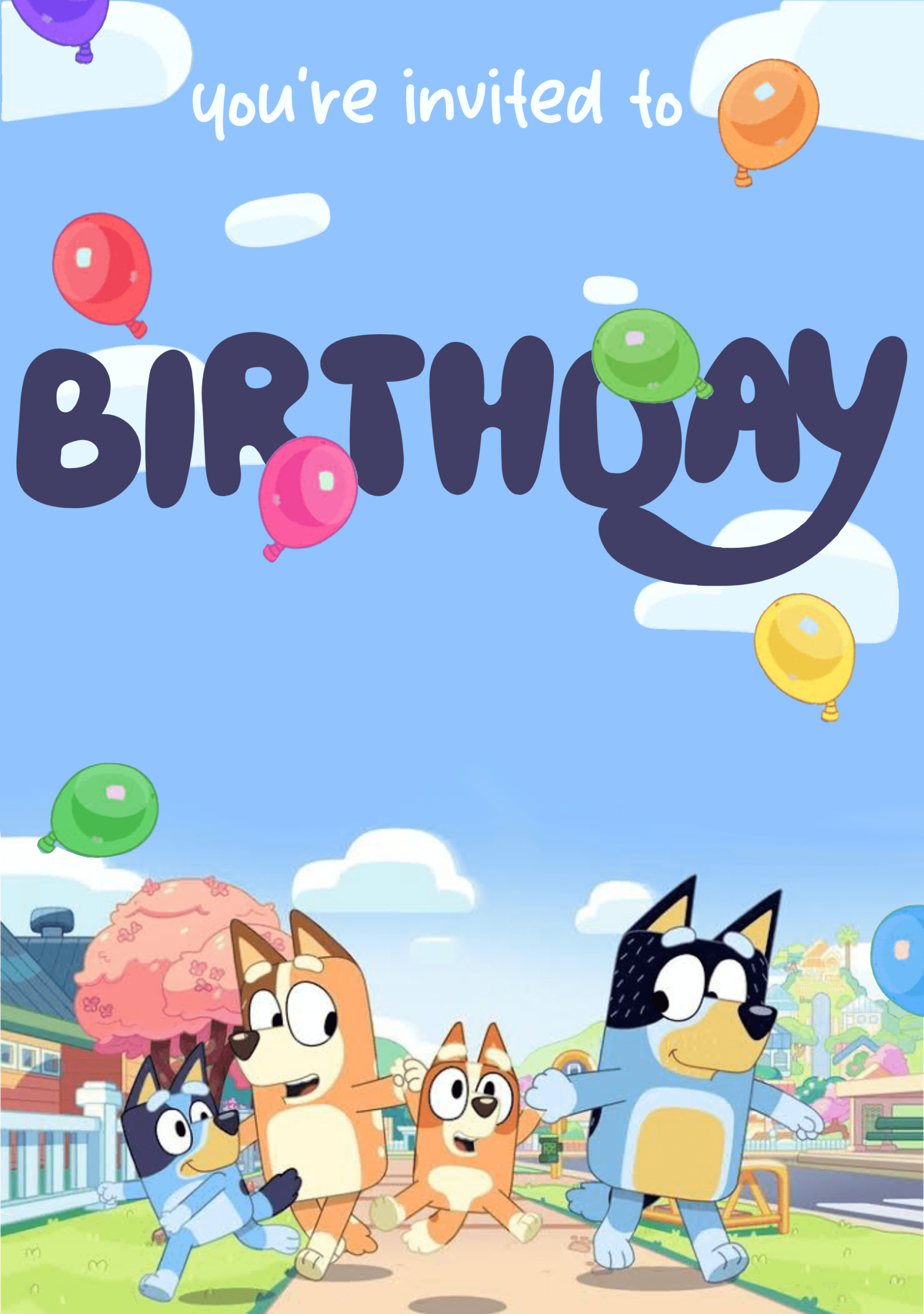 Bluey Printable Kids Birthday Party Invitation Template with regard to Free Printable Template Printable Bluey Birthday Invitation