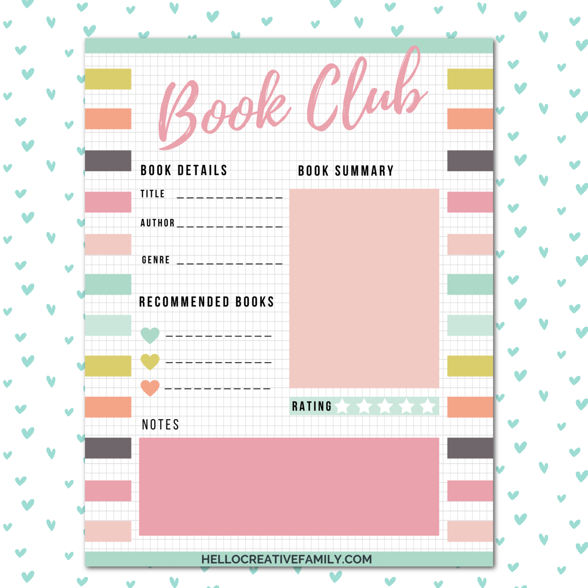 Book Club Tracker + 17 Free Reading Printables - Hello Creative Family for Free Printable Book Club Questions