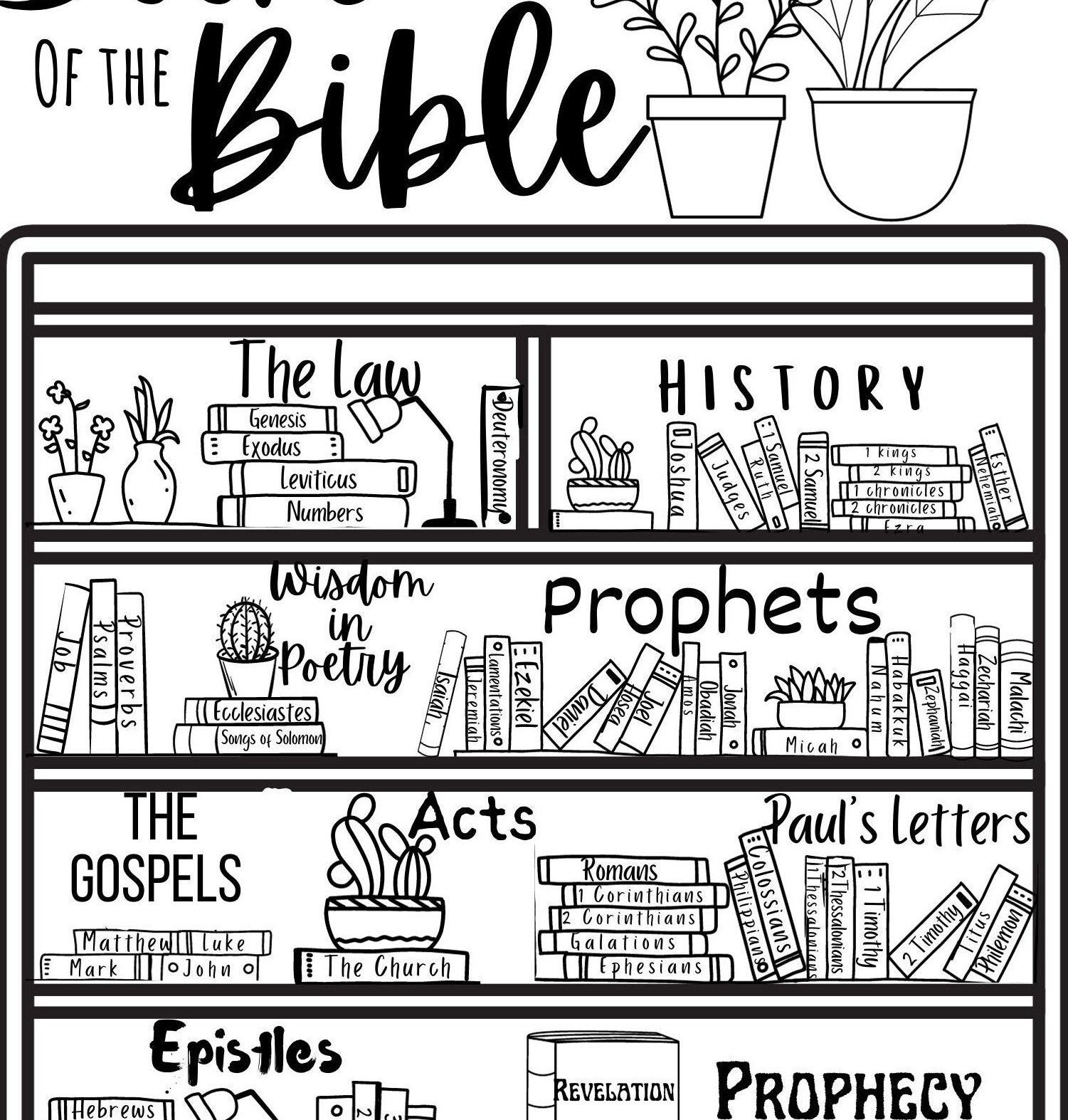 Books Of The Bible Printable Free Coloring - Shop On Pinterest for Bible Bookshelf Printable Free