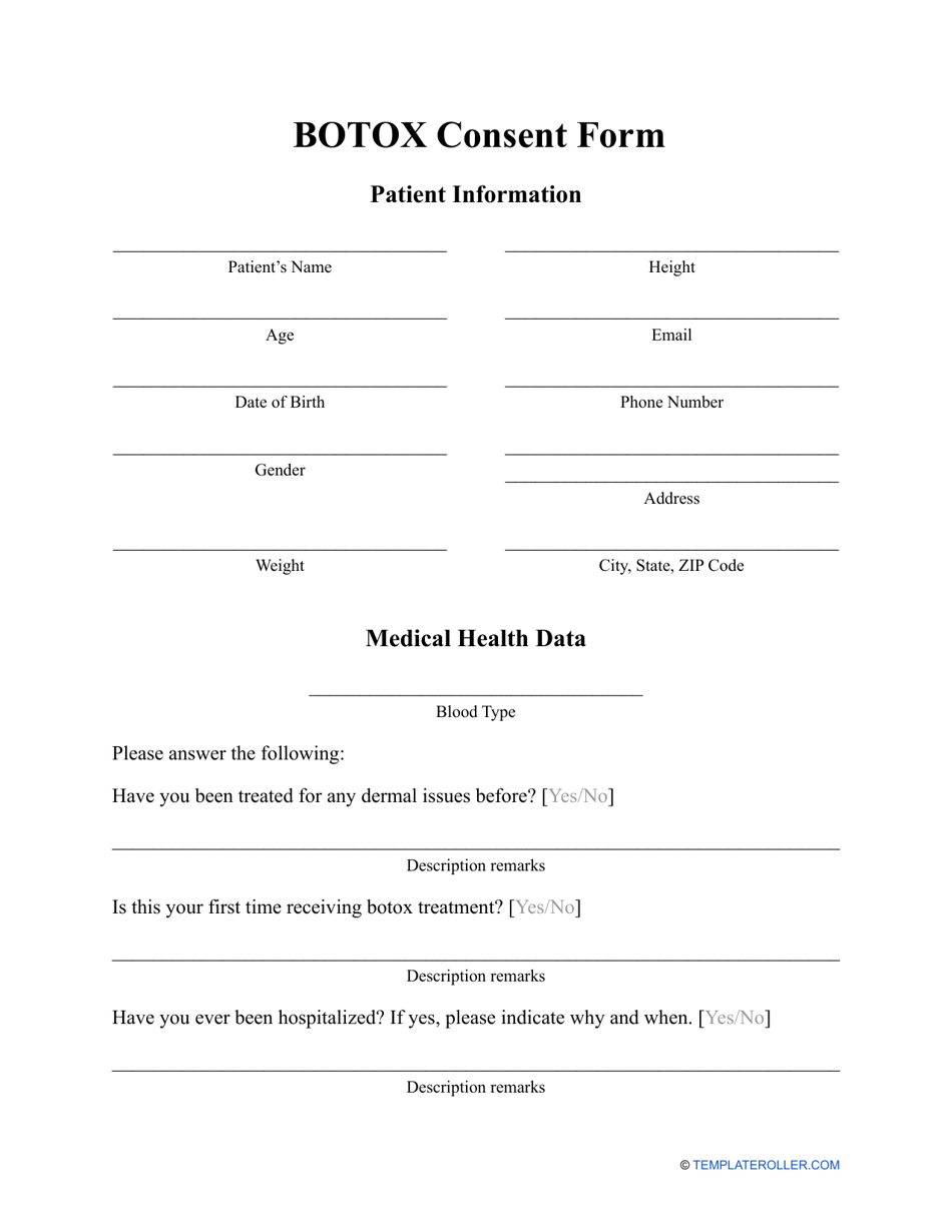 Botox Consent Form - Fill Out, Sign Online And Download Pdf with regard to Free Printable Botox Consent Form