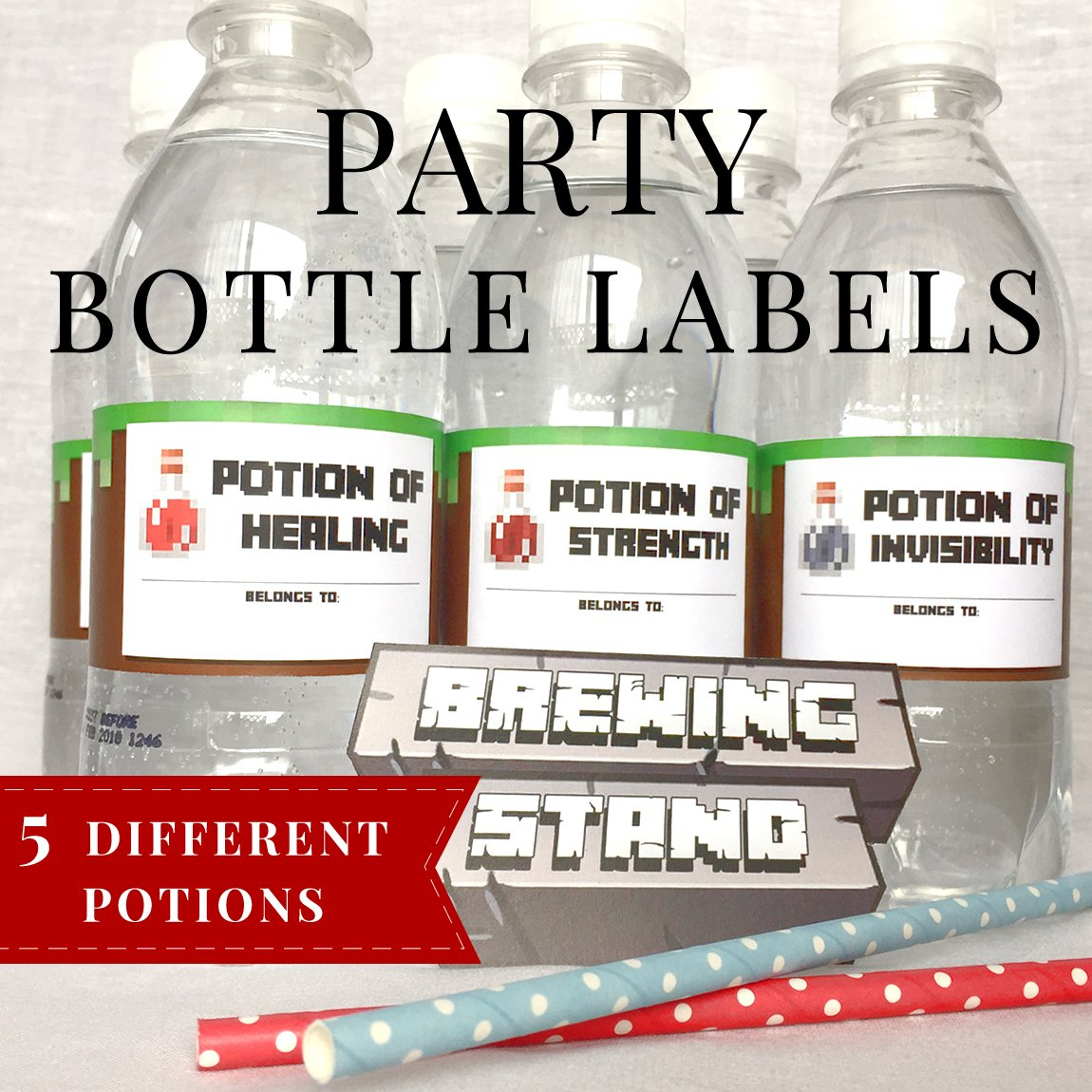 Bottle Labels - Printable Minecraft Birthday Party Bottle Labels regarding Free Printable Minecraft Water Bottle Labels