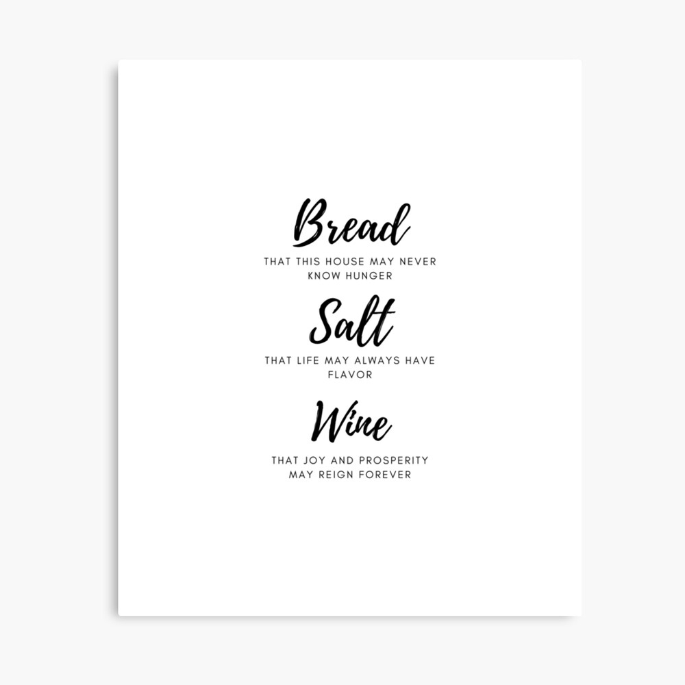 Bread Salt Wine Quote Blessing Canvas Print regarding Bread Salt Wine Printable Free