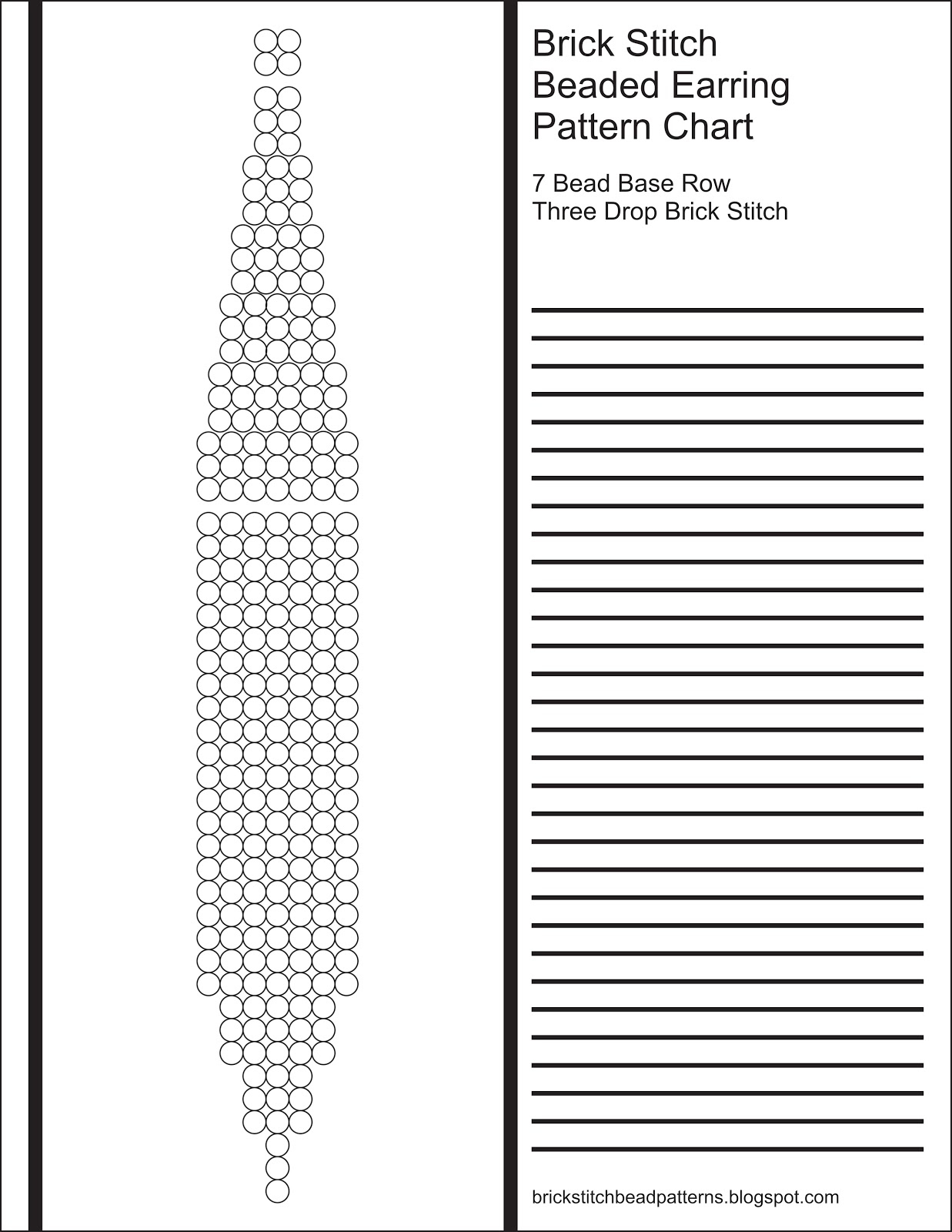 Brick Stitch Bead Patterns Journal: 7 Bead Base Row 3 Drop Blank for Free Printable Brick Stitch Earring Graph Paper