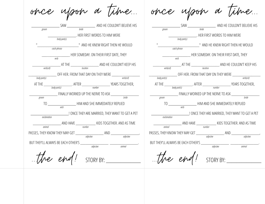 Bridal Shower Mad Libs Free Printable | Modern Moh with regard to Wedding Shower Mad Libs Printable Free