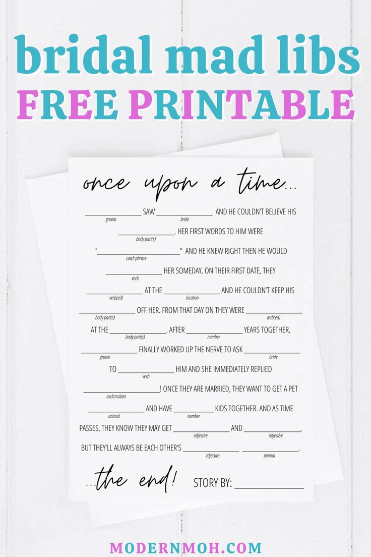 Bridal Shower Mad Libs Free Printable within Wedding Mad Libs Free Printable