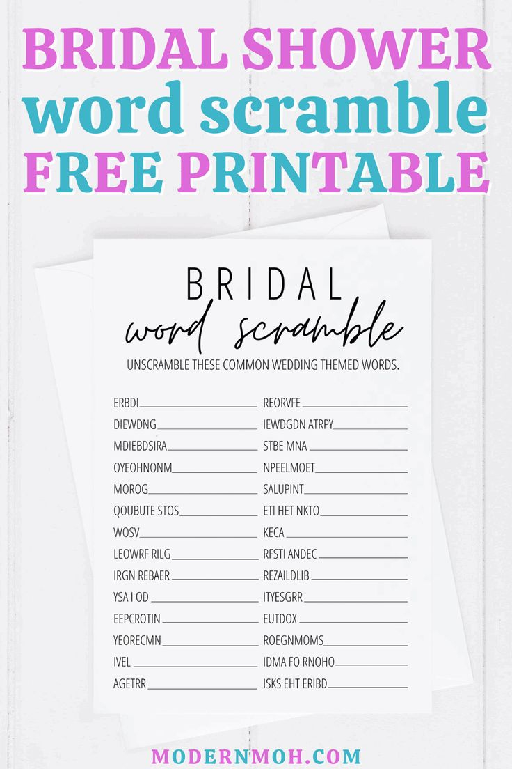 Bridal Shower Word Scramble Free Printable intended for Free Printable Bridal Shower Word Scramble