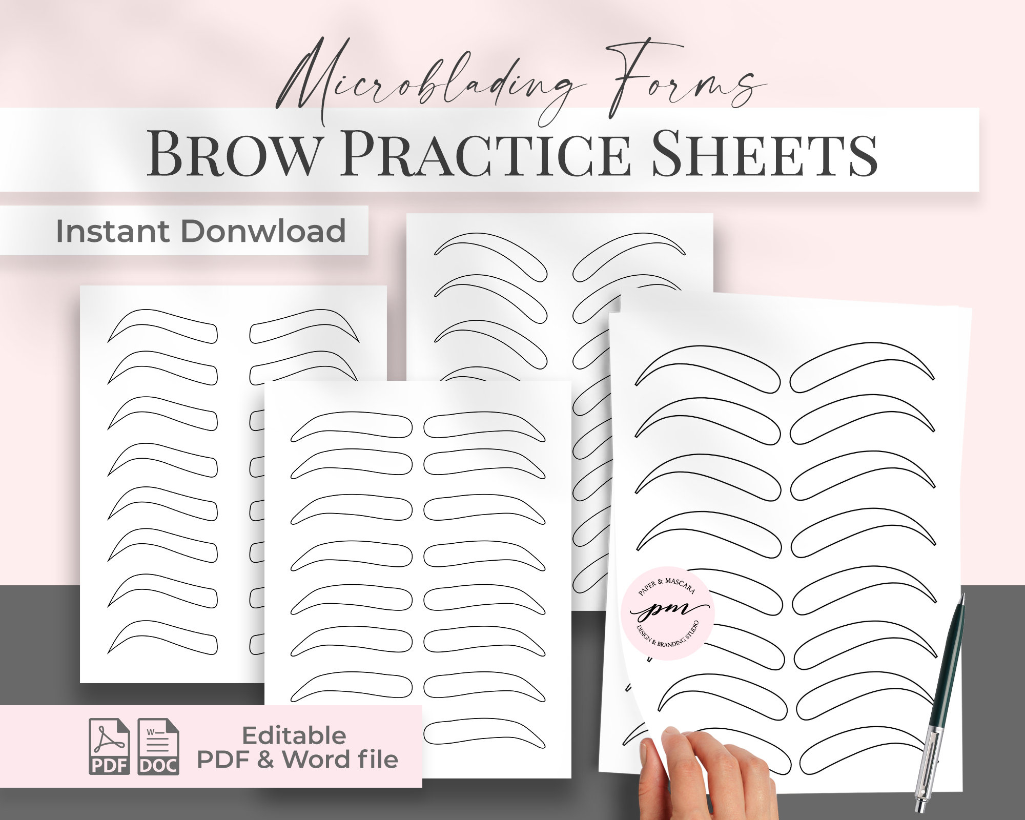 Brow Practice Sheets, Eyebrow Microblading Practice Sheets inside Free Printable Microblading Practice Sheets