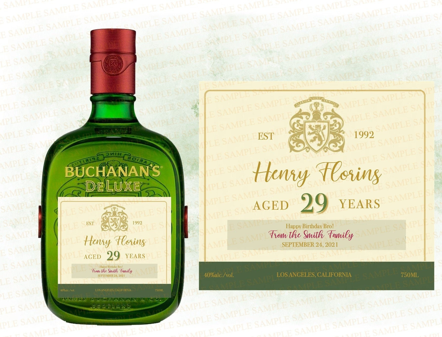 Buchanan Custom Whiskey Sticker Label, Buchanan Scotch Whiskey pertaining to Printable Buchanan&amp;#039;S Label Template