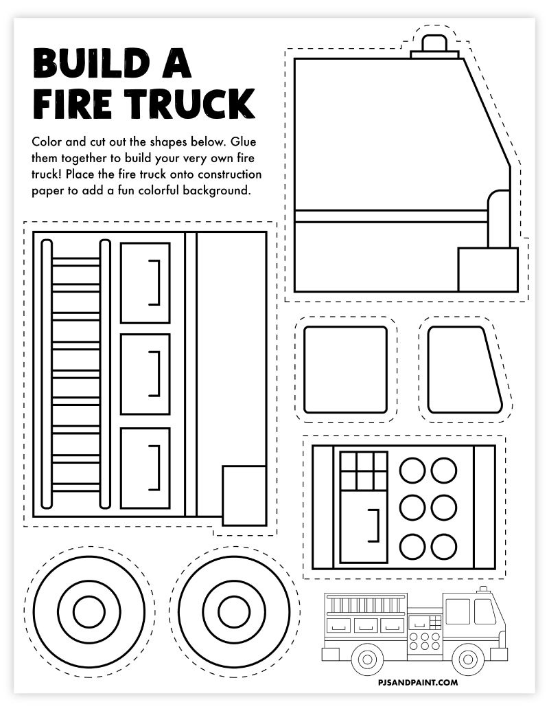 Build A Fire Truck - Simple Community Helpers Craft (Printable inside Free Printable Fire Truck Craft
