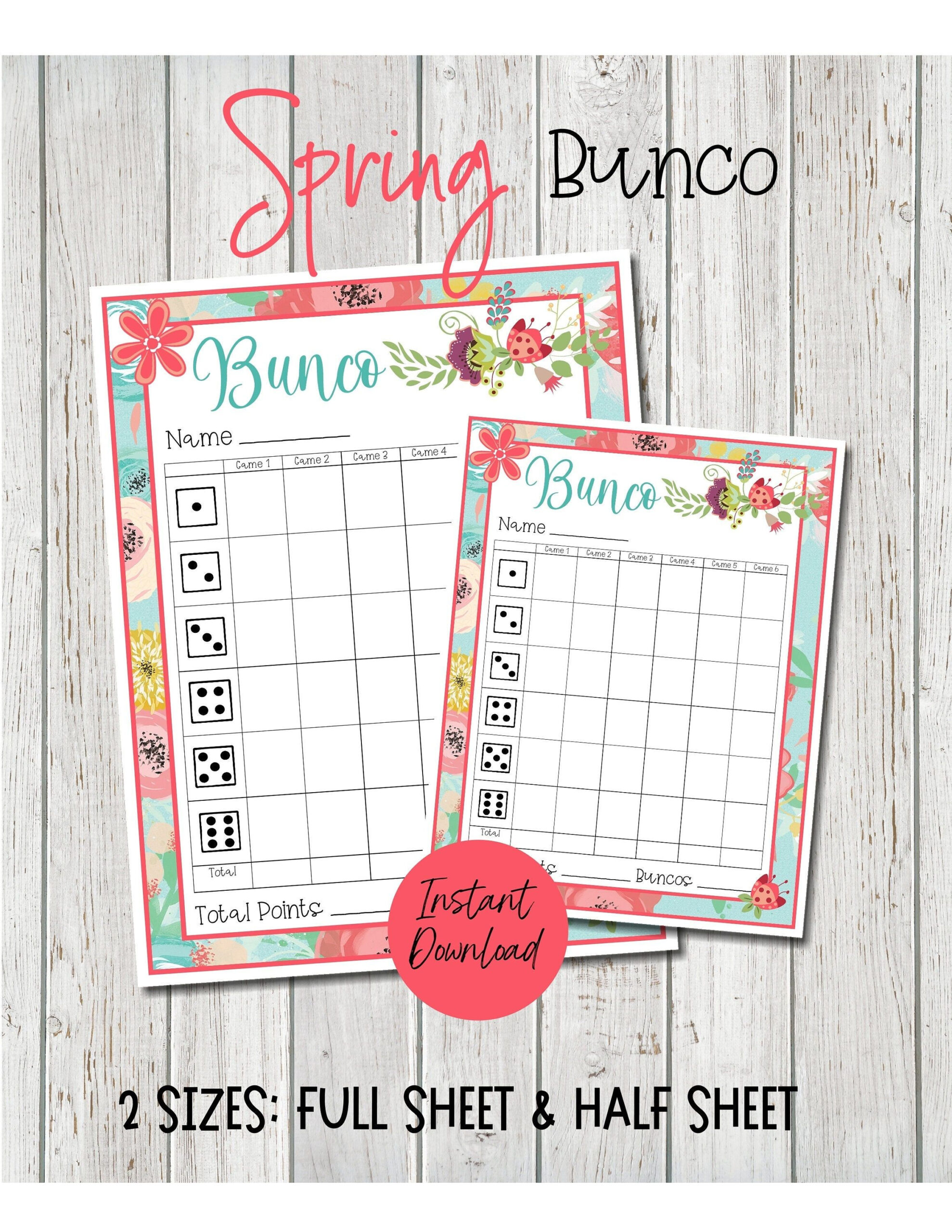 Bunco Printables - Printable Design Resources in Free Printable Bunco Score Sheets Spring