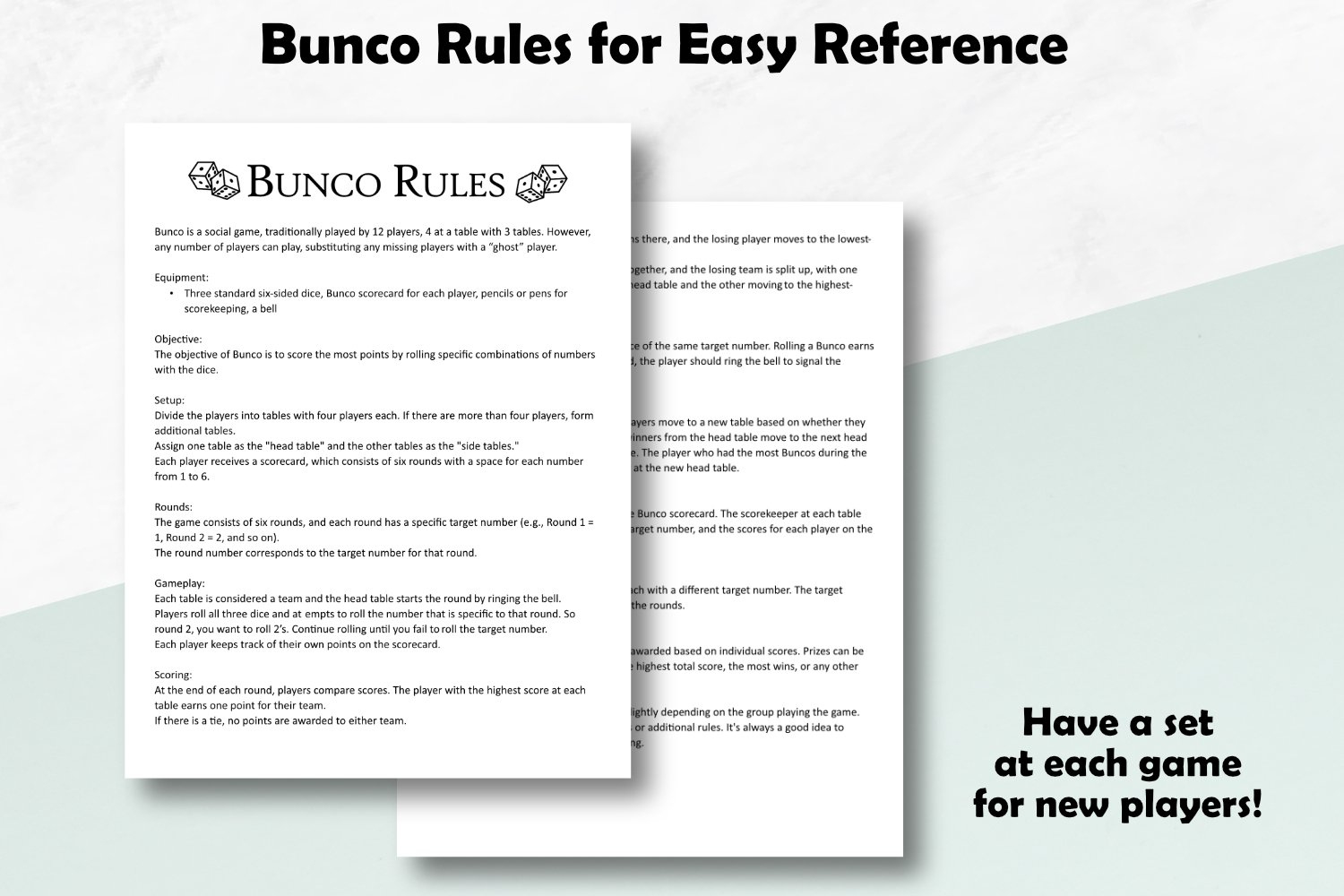 Bunco Score Cards, Bunco Tally Sheets, Game Night Rules with Pdf Printable Free Bunco Rules Printable
